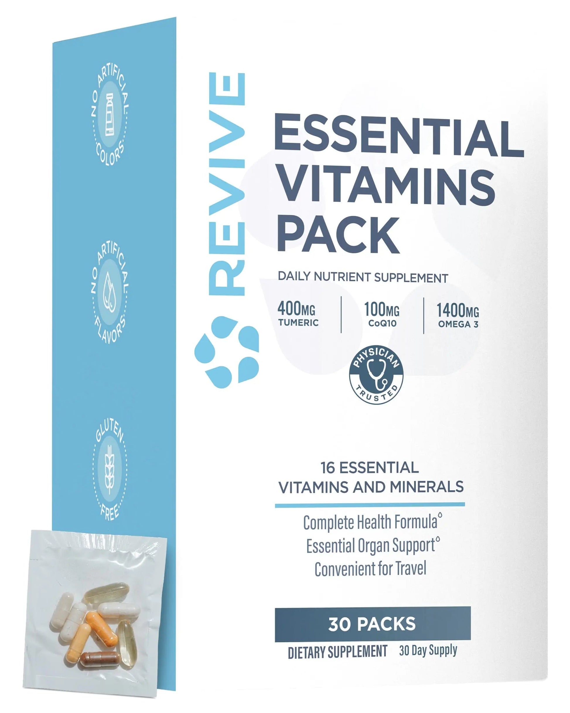 Revive MD Essential Vitamin Packs for Men & Women – Daily Multivitamin Packets with Arjuna & Turmeric Extract – Supports Heart, Joint & Organ Health Revive uk supplements