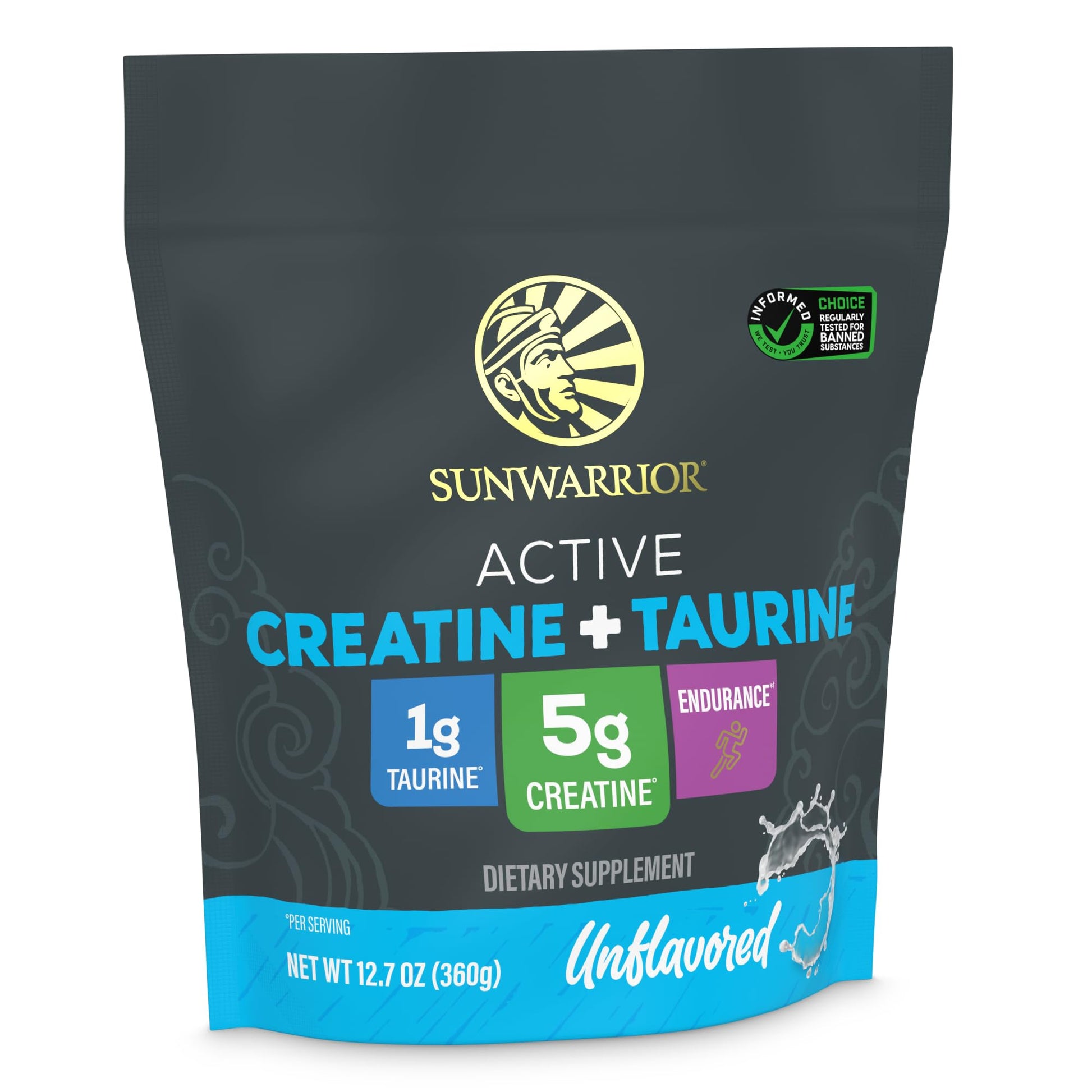 Creatine Monohydrate Powder Taurine Supplement, 5g Creatine Monohydrate 1g Taurine per Serving | Vegan Muscle Strength, Endurance & Recovery Support, Clean Performance Formula | 60 Servings Unflavored Sunwarrior uk supplements