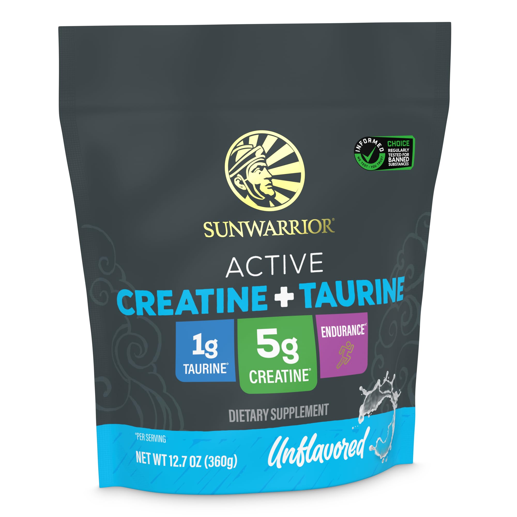 Creatine Monohydrate Powder Taurine Supplement, 5g Creatine Monohydrate 1g Taurine per Serving | Vegan Muscle Strength, Endurance & Recovery Support, Clean Performance Formula | 60 Servings Unflavored Sunwarrior uk supplements