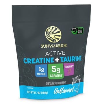 Creatine Monohydrate Powder Taurine Supplement, 5g Creatine Monohydrate 1g Taurine per Serving | Vegan Muscle Strength, Endurance & Recovery Support, Clean Performance Formula | 60 Servings Unflavored Sunwarrior uk supplements