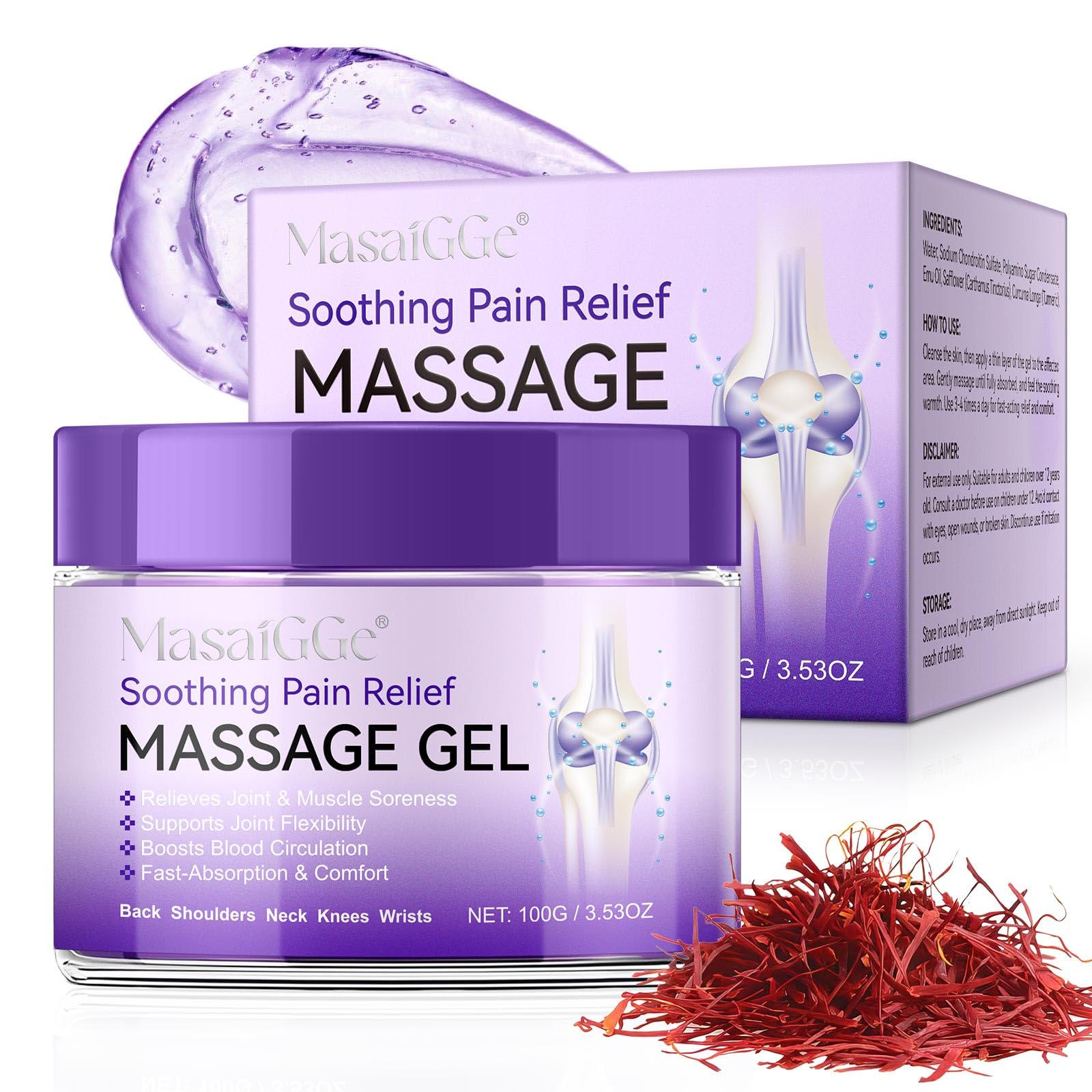 Soothing Massage Gel - Joint Massage Purple Gel, Natural Ingredients & Fast-Absorbing for Soothing Joint, Shoulder, Knee, Back & Muscle Stiffness GTZSXNP uk supplements