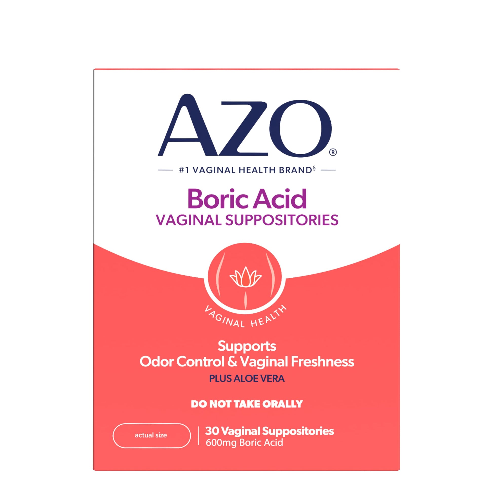 AZO® Boric Acid Vaginal Suppositories for Women, Helps Support Odor Control with Clinically Studied Boric Acid, Non-GMO, 30 Count AZO uk supplements