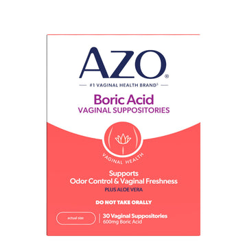 AZO® Boric Acid Vaginal Suppositories for Women, Helps Support Odor Control with Clinically Studied Boric Acid, Non-GMO, 30 Count AZO uk supplements