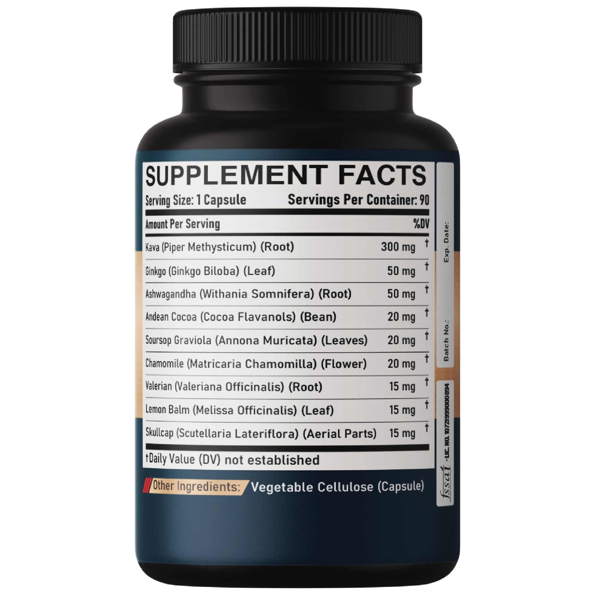 DEDICAD Kava Kava Capsules - 3 Month Supply - 9 Herbs with Ginkgo Biloba, Ashwagandha Root, Andean Cocoa, Graviola Leaf, Chamomile, Valerian, Lemon Balm & Skullcap - Support Mood & Immune - 90 Pills DEDICAD uk supplements
