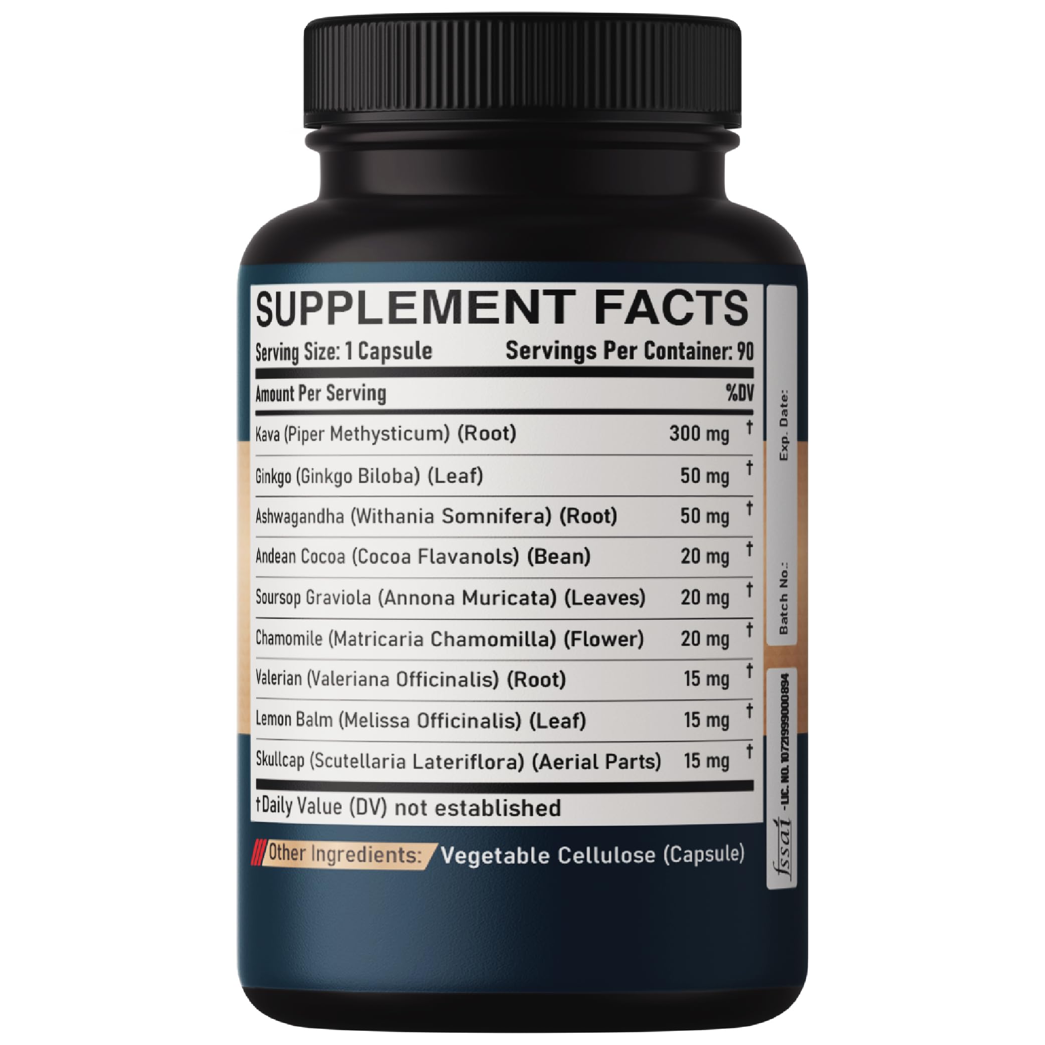 DEDICAD Kava Kava Capsules - 3 Month Supply - 9 Herbs with Ginkgo Biloba, Ashwagandha Root, Andean Cocoa, Graviola Leaf, Chamomile, Valerian, Lemon Balm & Skullcap - Support Mood & Immune - 90 Pills DEDICAD uk supplements
