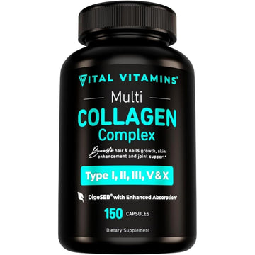 Vital Vitamins Multi Collagen Capsules - Type I, II, III, V, X - Grass-Fed, Collagen Peptides Supplements, Non-GMO - for Men & Women - 150 Count Vital Vitamins uk supplements