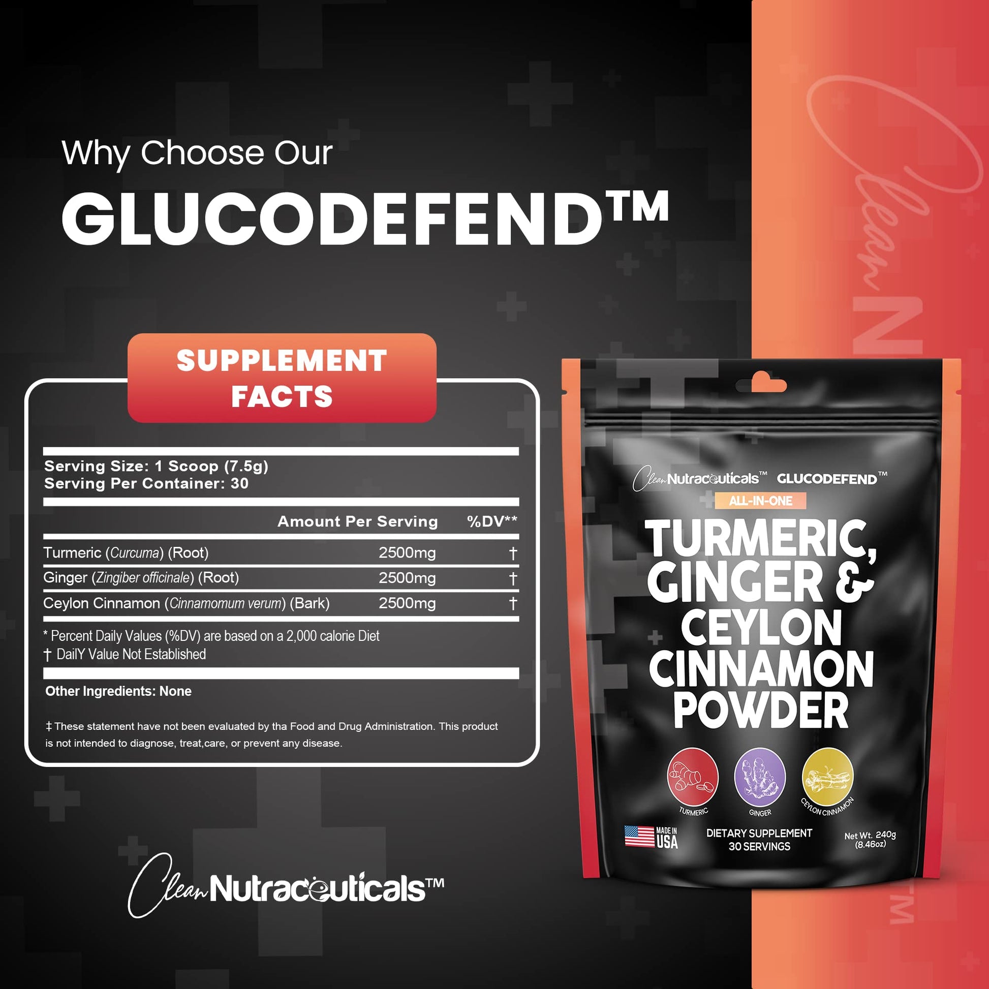 3in1 Turmeric Curcumin Ginger Root & Ceylon Cinnamon Powder Suppleme Clean Nutraceuticals uk supplements