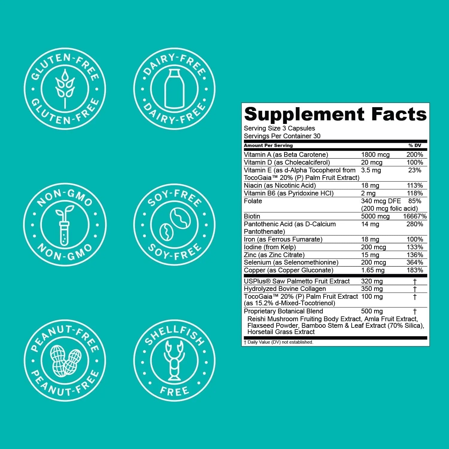Hair La Vie Live Conscious Clinical Formula Hair Growth Vitamins for Women and Men w/Biotin, Collagen & Saw Palmetto (Pack of 1) Hair La Vie uk supplements