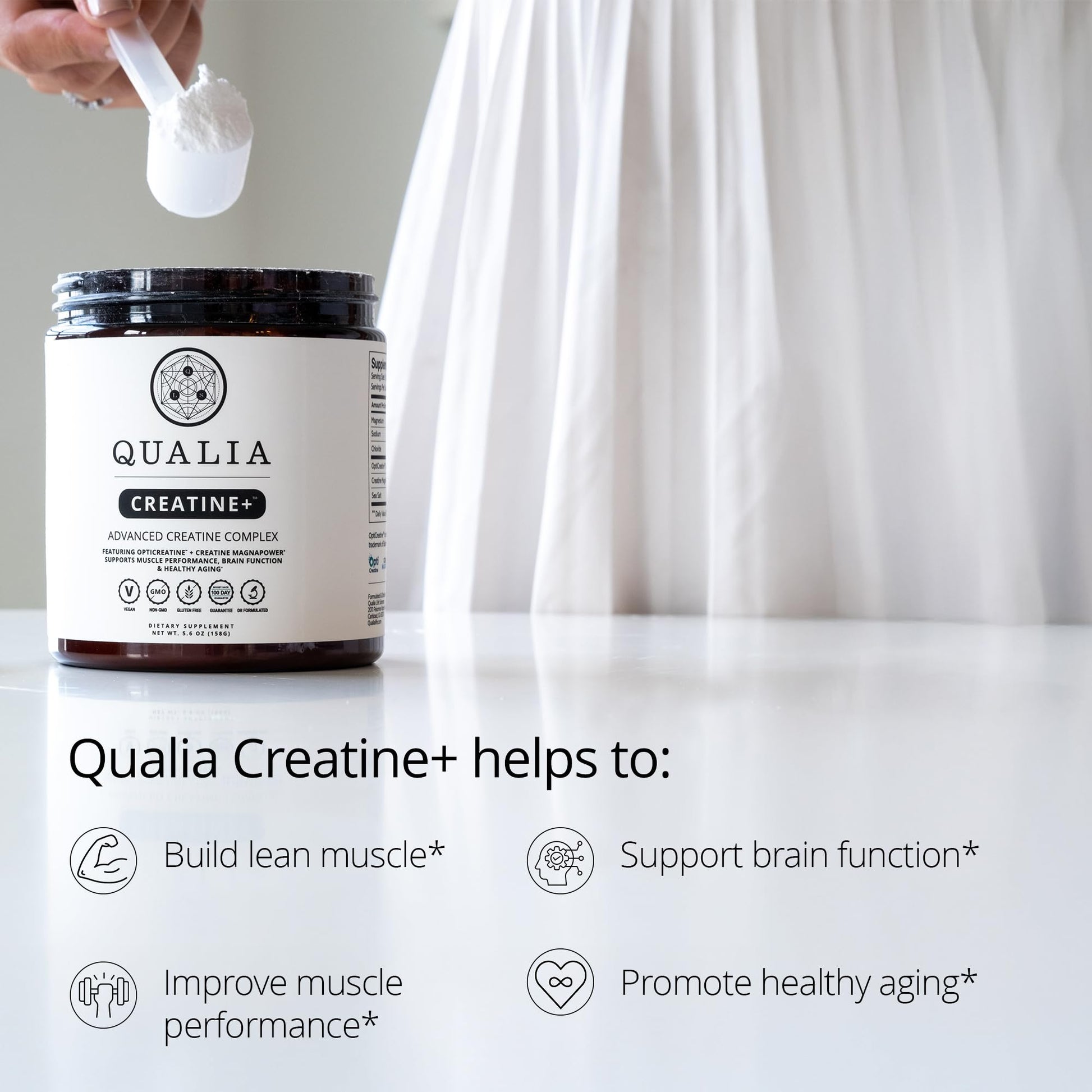 Qualia Creatine | Advanced Creatine Complex | 2 Sources + Magnesium | Optimized Absorption | Muscle Performance, Brain Function, & Healthy Aging (30 Servings) QUALIA LIFE SCIENCES uk supplements