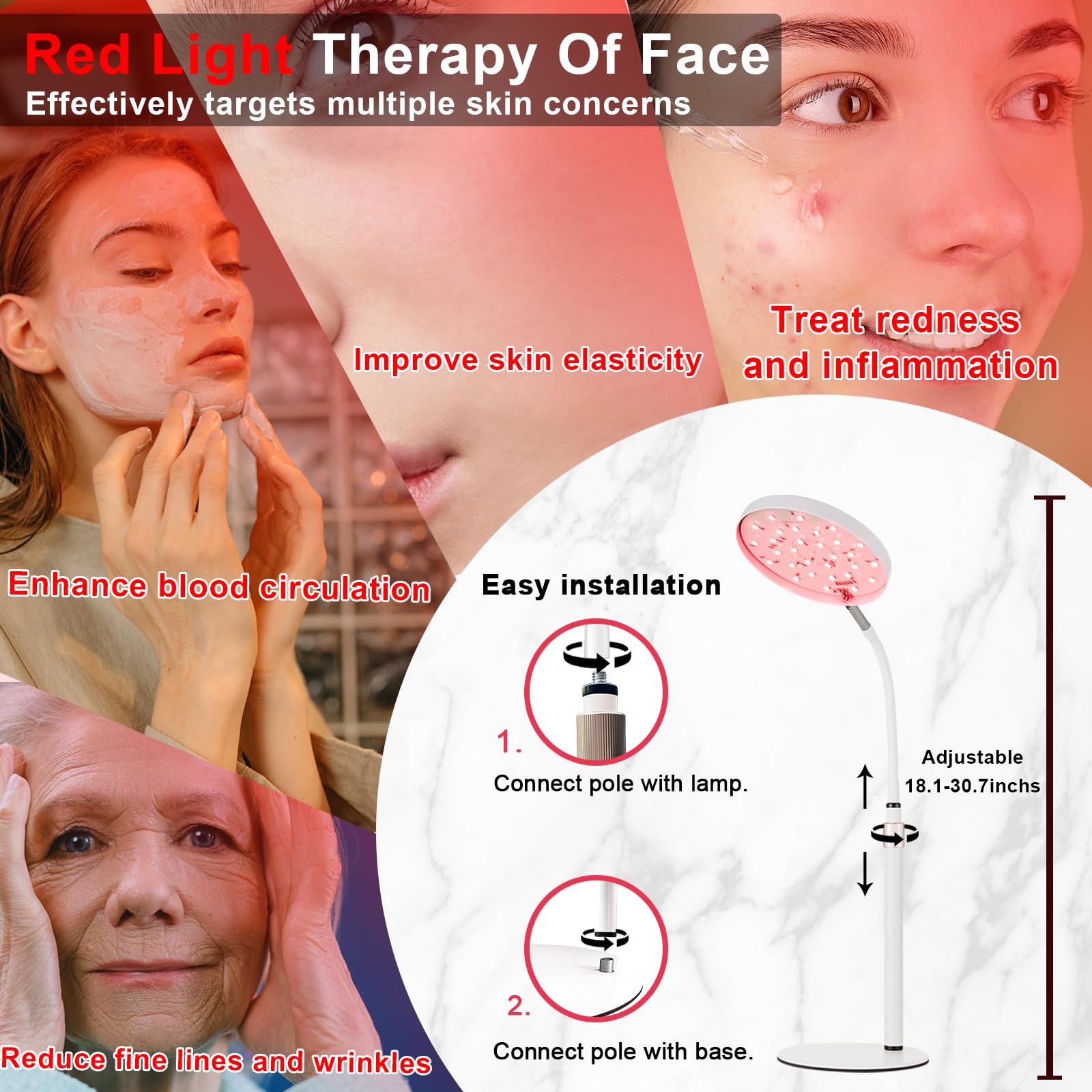 Akarishin Red Light Therapy Lamp for Face- Facial and Body Treatment with Adjustable Height Stand Akarishin uk supplements