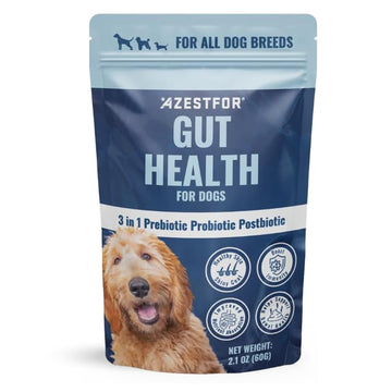 Azestfor Gut Health Supplement for Dogs – 3 in 1 Probiotic, Prebiotic & Postbiotic Blend – Supports Digestion, Immunity & Skin – Easy-to-Use Powder – for All Breeds & Sizes – 60g (30 Servings) Azestfor uk supplements