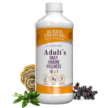 Buried Treasure Adult Daily Immune Wellness - 16 Fl oz, 16 serv, Liquid Nutrient Blend for Immune Support with Elderberry, Echinacea, Vitamins & more Buried Treasure uk supplements