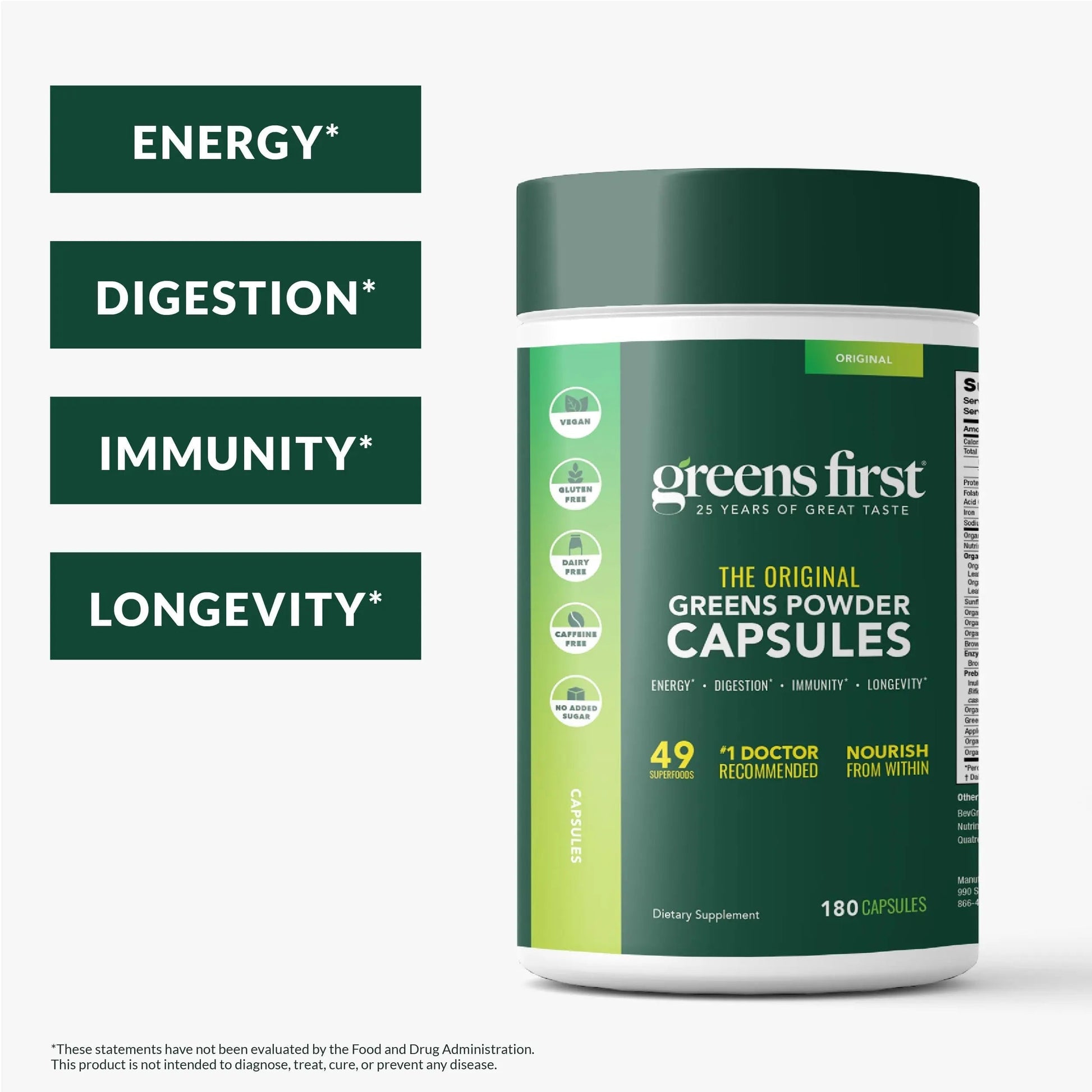 Greens First Phytonutrient Capsules - 49 Antioxidant-Rich Superfoods with Organic Fruits & Veggies, Prebiotics, Probiotics Greens First uk supplements