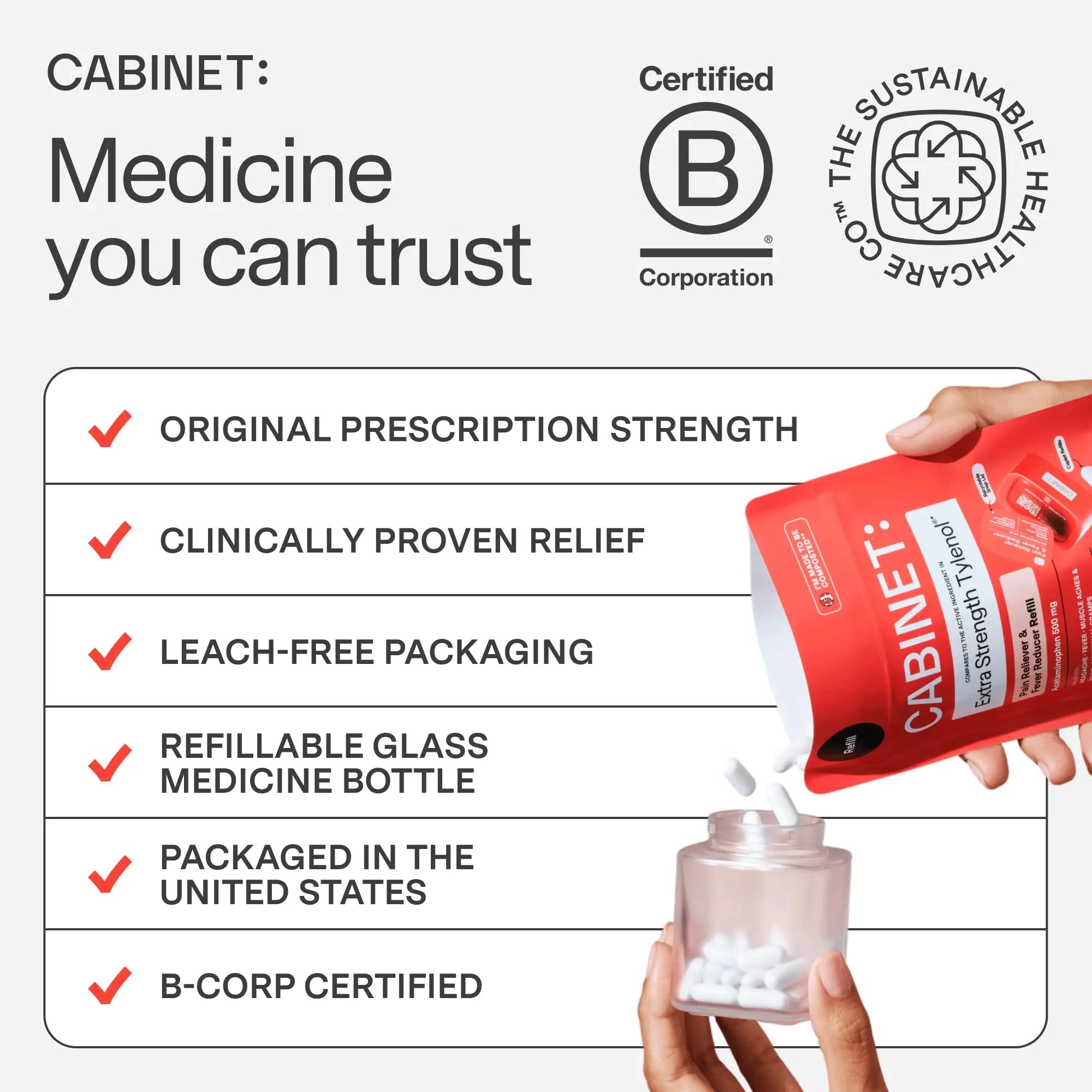Cabinet: 500mg Acetaminophen for Headache Relief, Toothaches, Sore Throat, and Fever Reducer, Includes 1 Refillable Medicine Jar, 120 Tablets Refillable Glass Jar - w/Travel Tin Cabinet: uk supplements