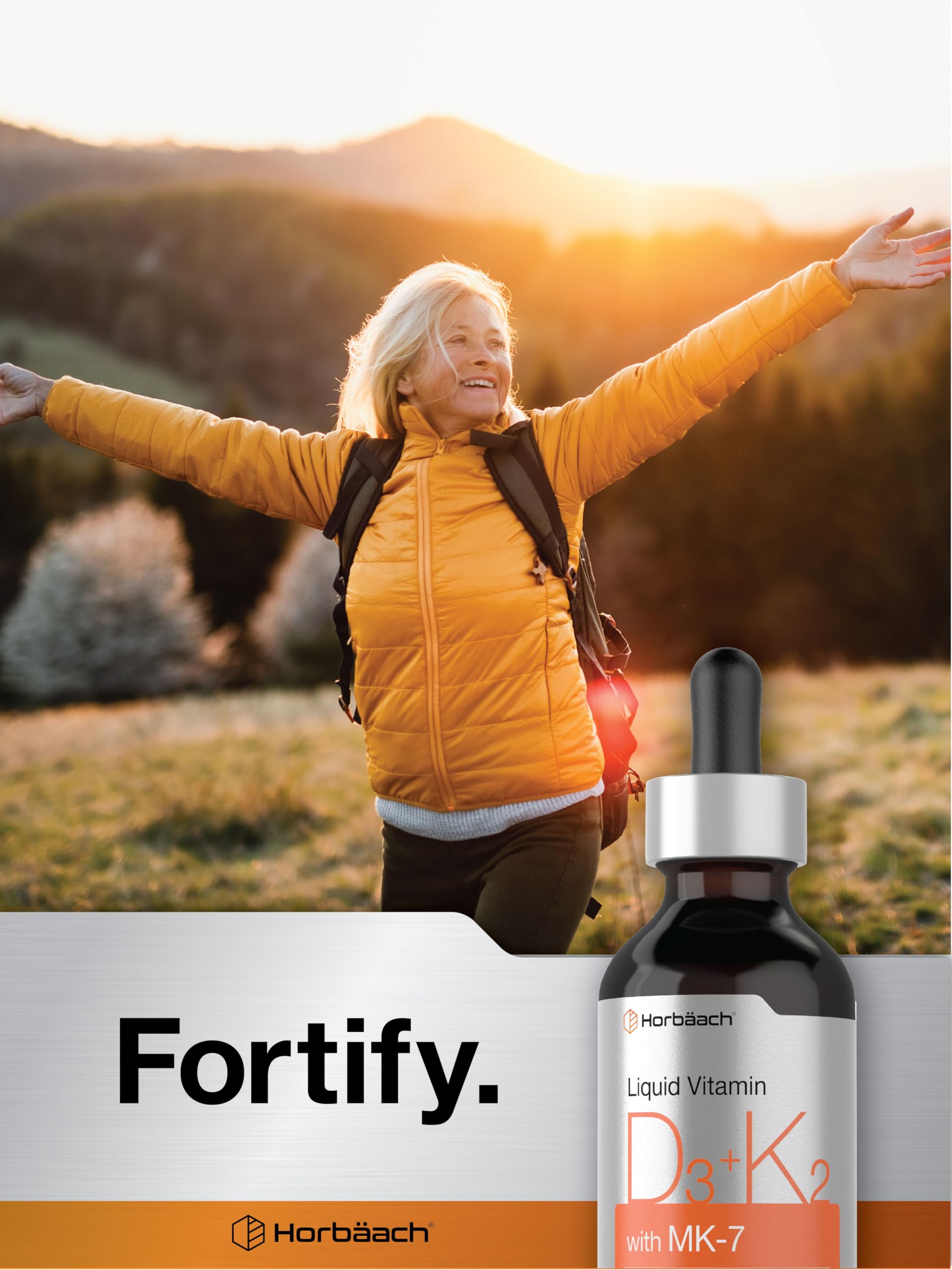 Horbäach Vitamin D3 + K2 Liquid Drops | with MK7 | 2 Fl Oz | Vegetarian | Non-GMO Horbäach uk supplements