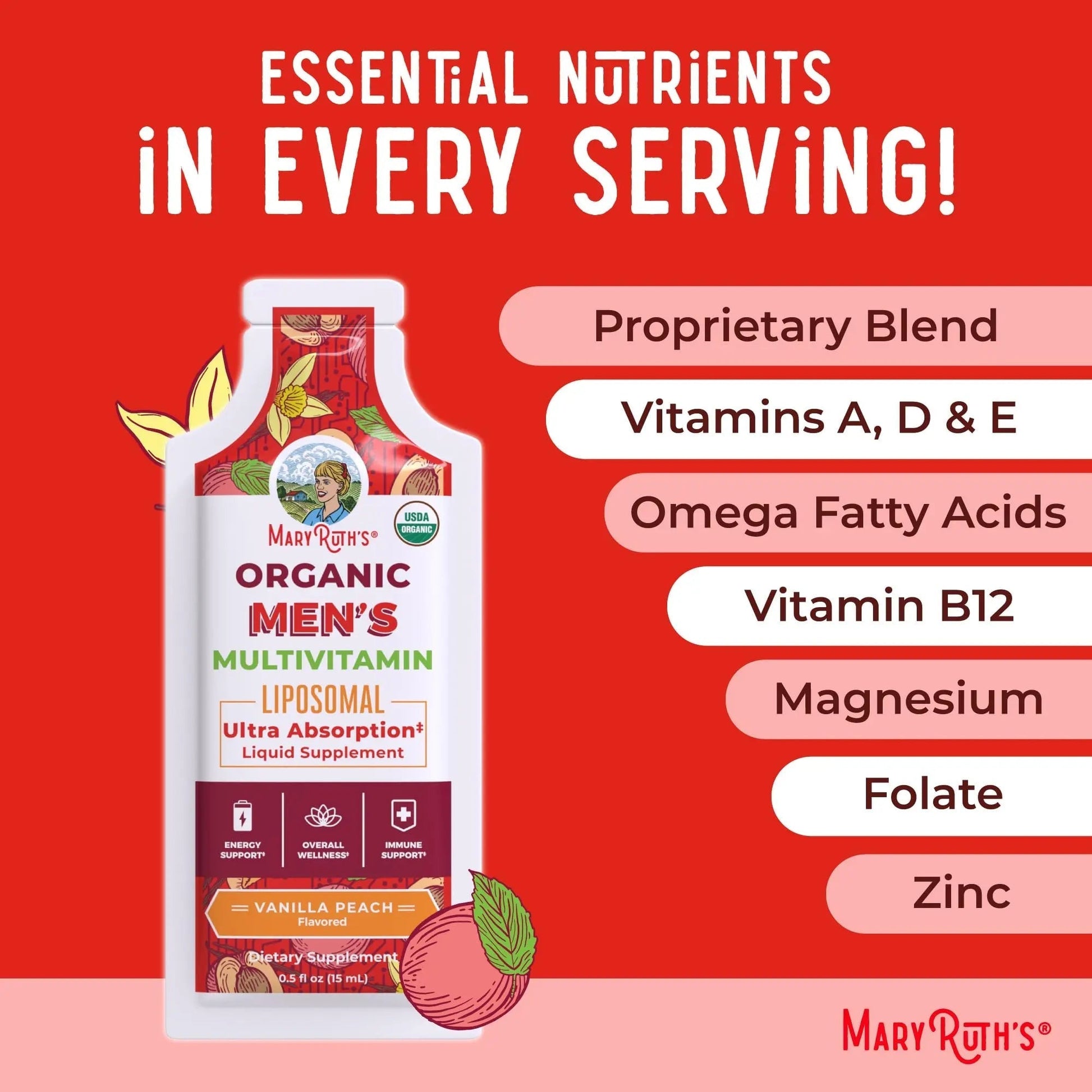 MaryRuth Organics Multivitamin for Men | USDA Organic | Sugar Free Mens Multivitamin Liposomal | Liquid Vitamins for Men | MARYRUTH'S uk supplements