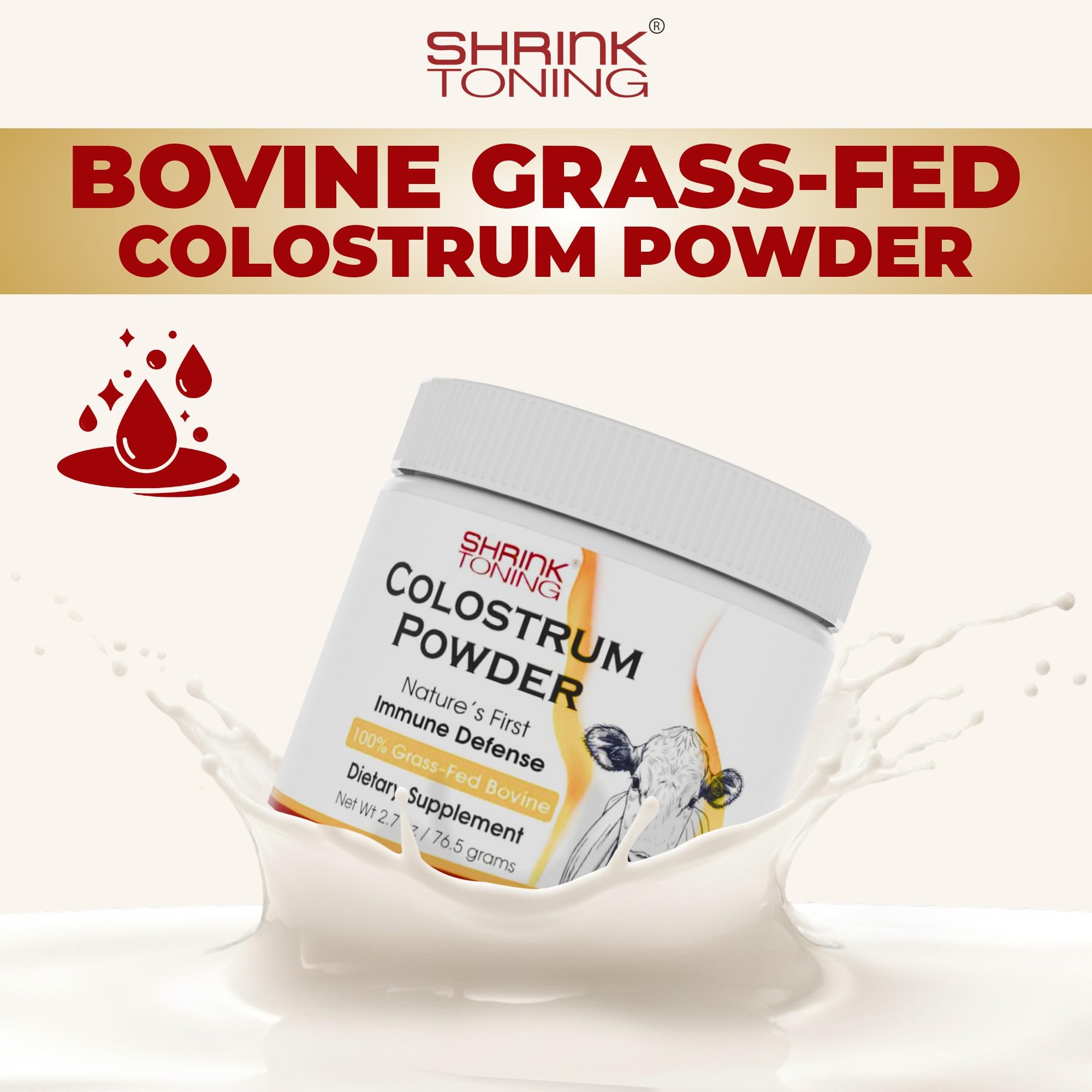 Shrink Colostrum Powder 2.7 oz – Natural Bovine Colostrum Supplement for Overall Health shrink uk supplements