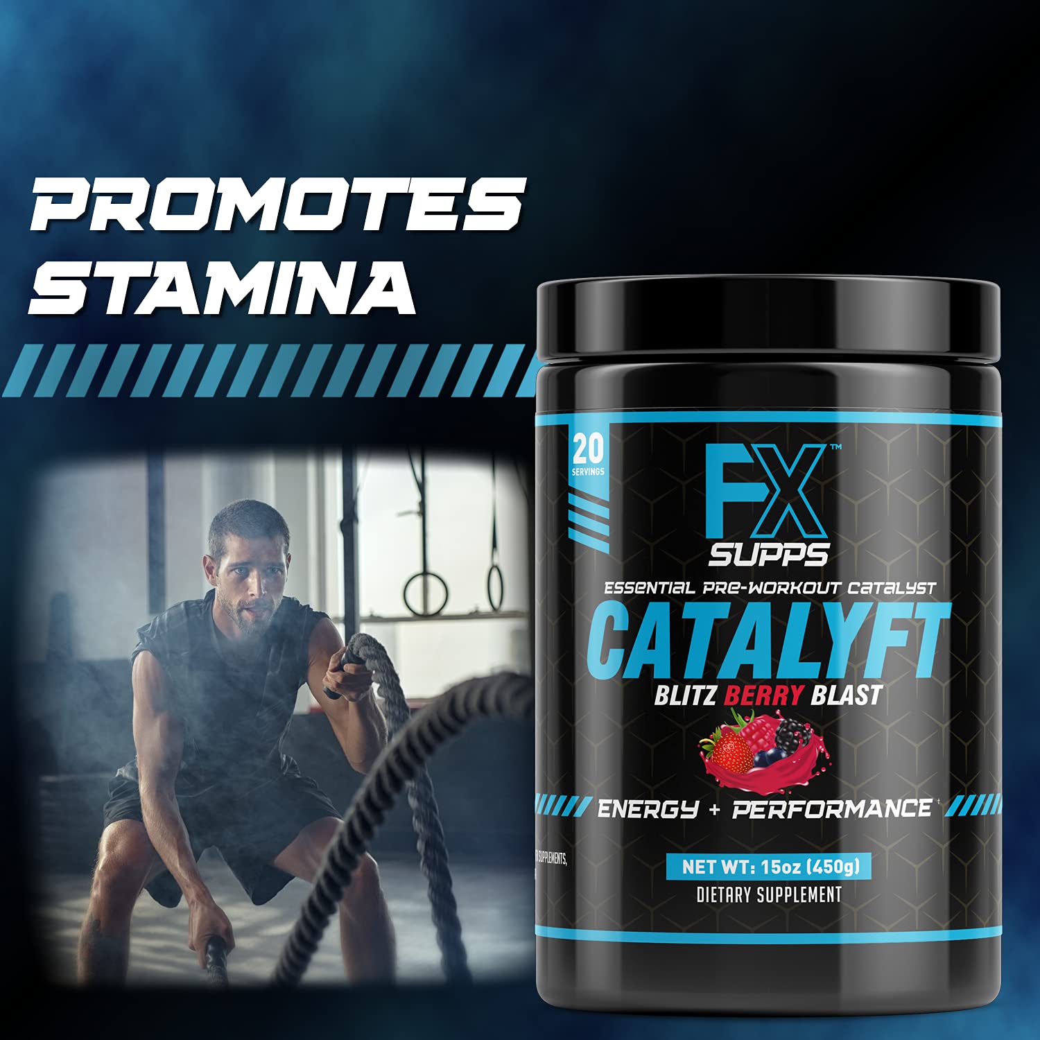 FX Supps Catalyft Pre-Workout PowderDrink for Men and Women Blitz Berry Blast Dietary FXSUPPS uk supplements