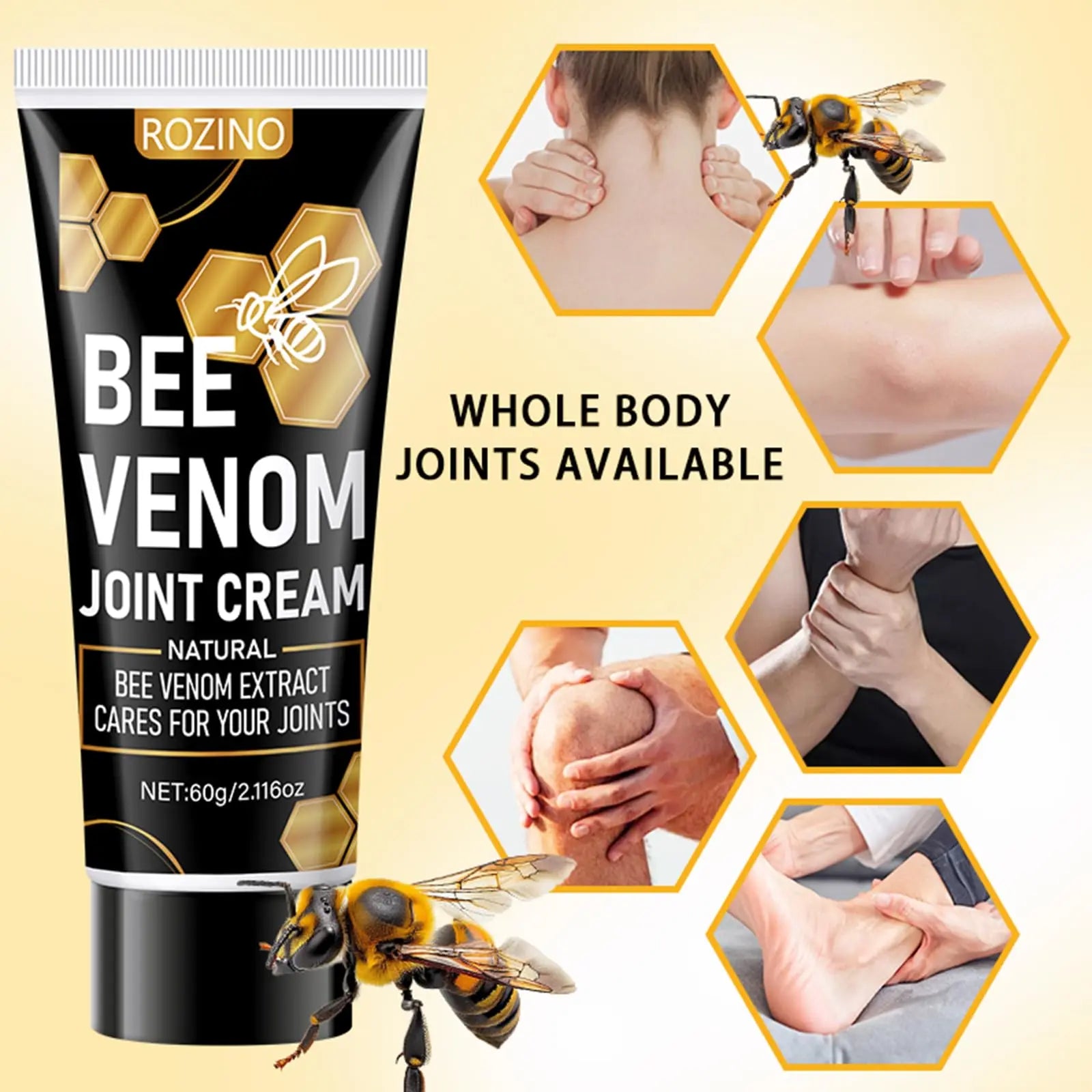 Bee Venom Joint Cream for Knees & Joints - Lightweight Moisturizing Cream for Dry Skin, Fast Absorbing & Non-Greasy Formula - Supports Comfortable Movement (2.116OZ) Generic uk supplements