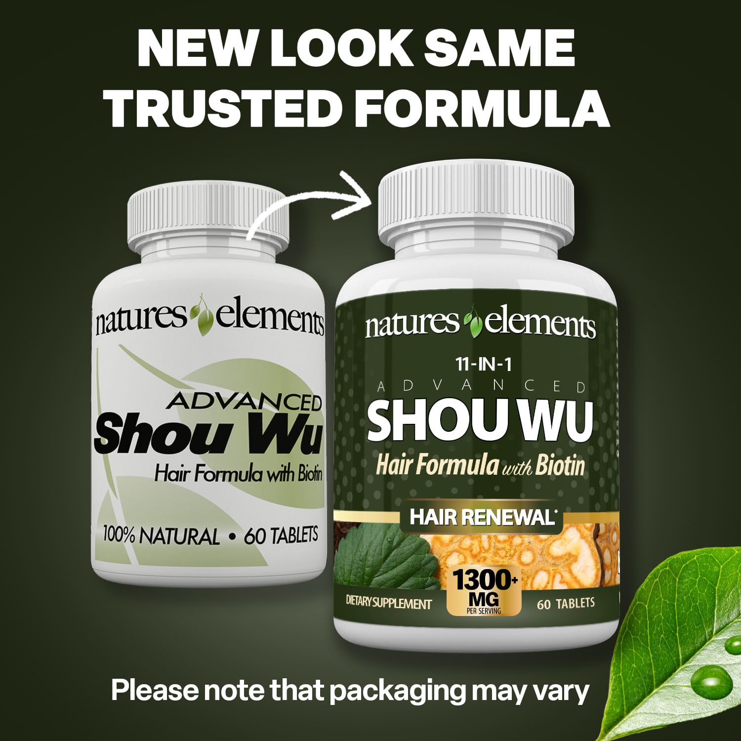 Natures Elements Advanced Shou Wu for Gray Hair – Prepared He Shou Wu for Hair Growth with Biotin, Bioperine, Fo-Ti Root & More – 100% Natural – 60 Tablets – Non-GMO, Gluten-Free Natures Elements uk supplements