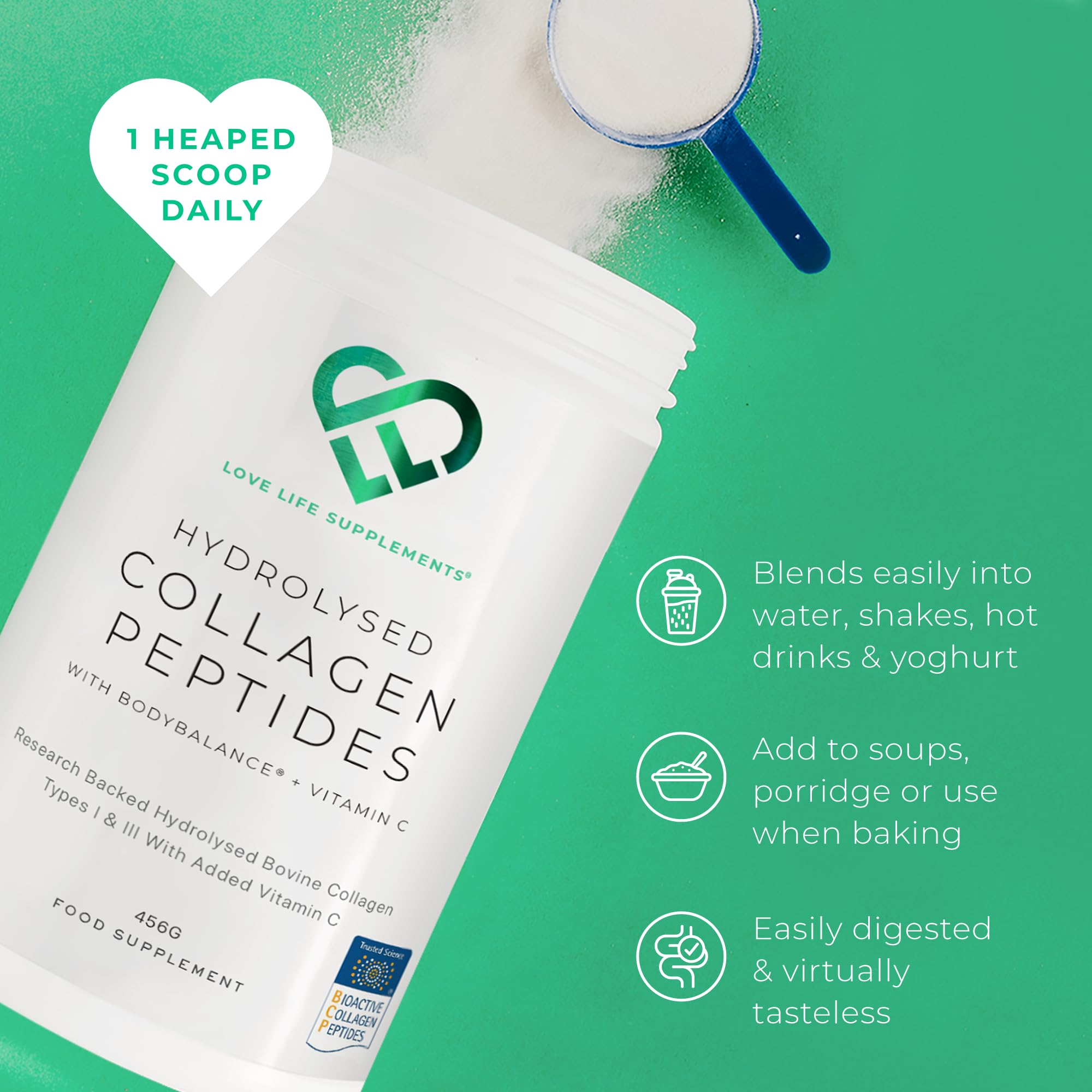 BODYBALANCE® Collagen Powder by LLS - Hydrolysed Bovine Collagen Peptides Types 1 & 3 with Vitamin C - Joint, Ligament LOVE LIFE SUPPLEMENTS uk supplements