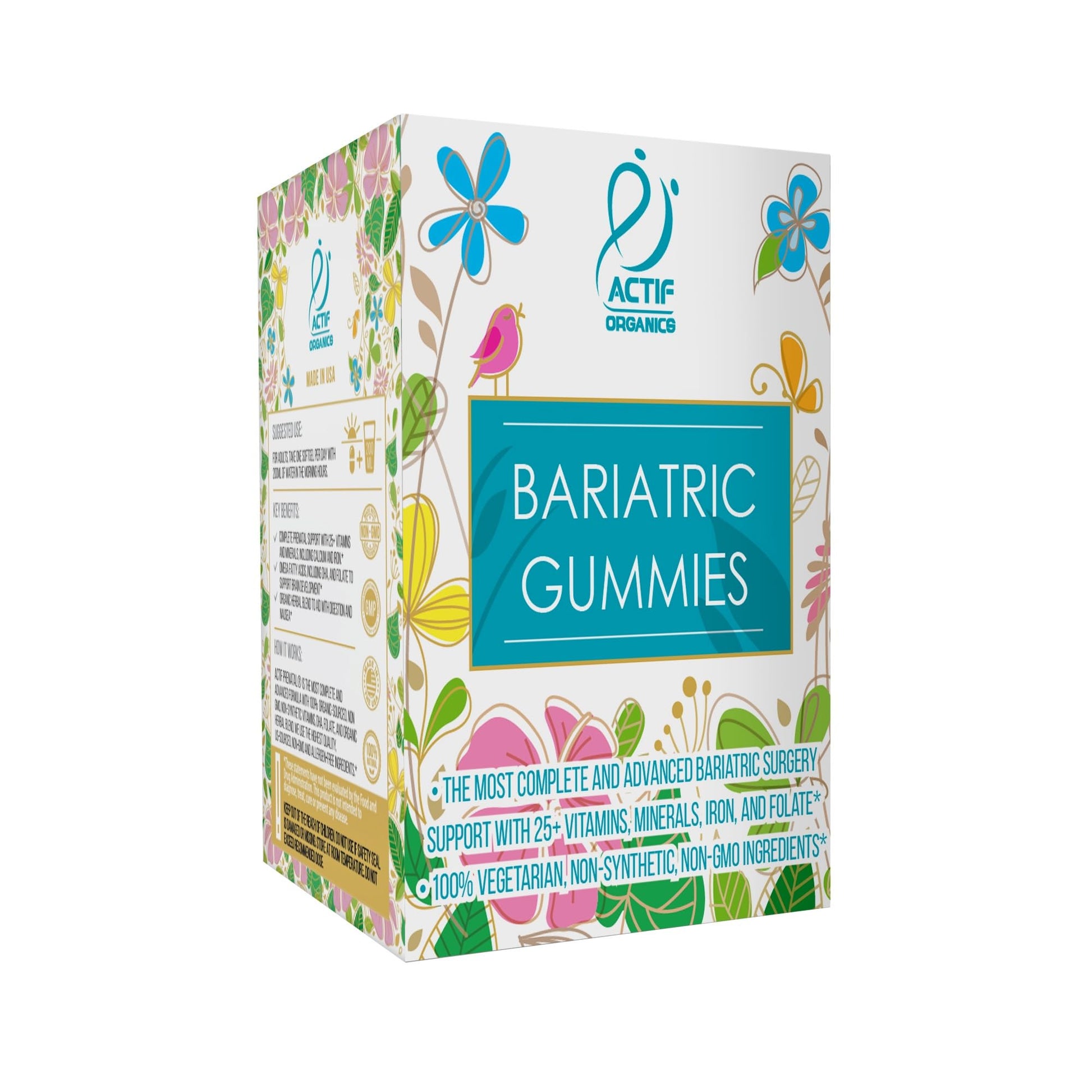 ACTIF Organic Bariatric Gummies with 25+ Organic Vitamins and Minerals for Bariatric Surgery Gastric Bypass Surgery, Advanced Formula - 90 Count ACTIF uk supplements