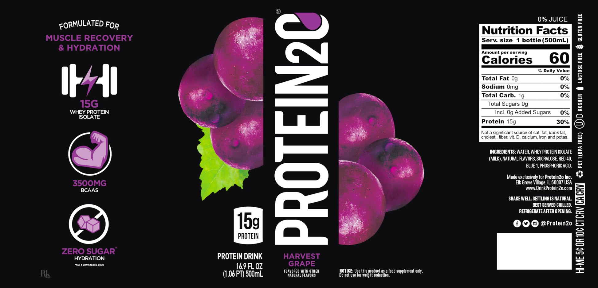 Protein2o 15g Whey Protein Isolate Infused Water, Ready To Drink, Sugar Free, Gluten Free Protein2o uk supplements