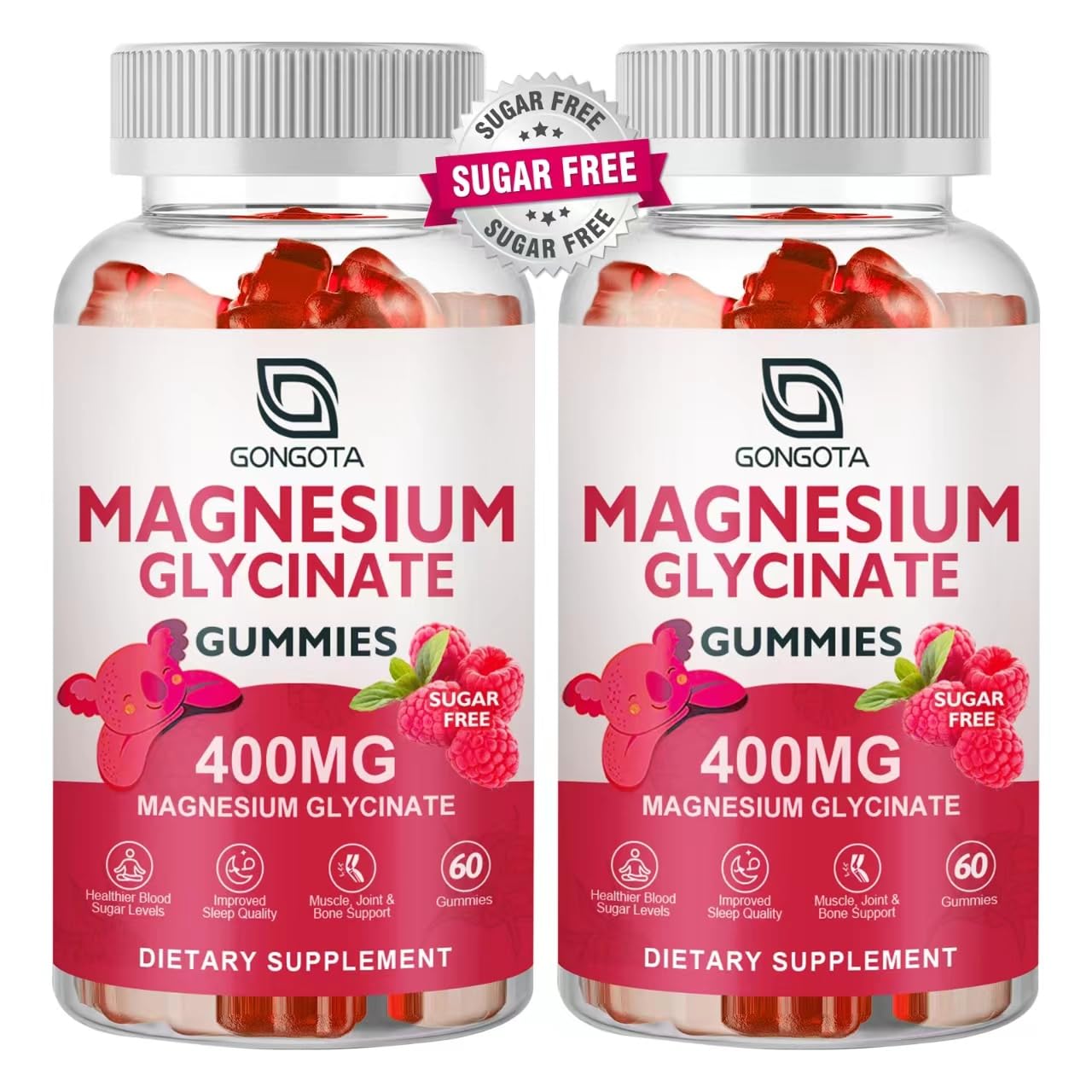 Magnesium Glycinate Gummies 400 mg with 100 mg Composite magnesium - Chelated Magnesium Potassium Supplement with Vitamin D, B6 Supports Calm, Sleep, Memory & Muscle Cramps,Sugar Free - 120 Gummies GONGOTA uk supplements