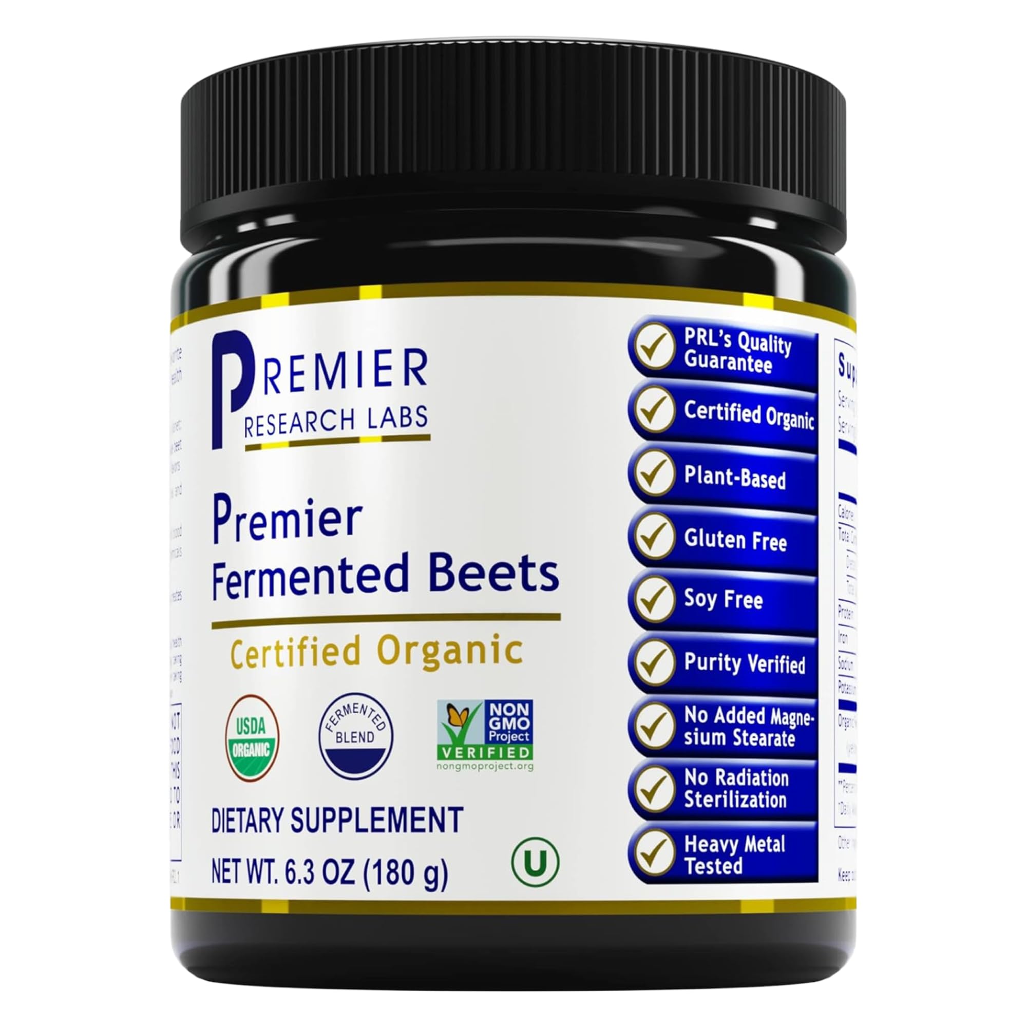 Premier Research Labs Premier Fermented Beets - Beet Root Powder Fermented, Organic Fermented Beets for Men & Women, Beetroot, Nitrates, Blood Pressure Support, USDA Organic - 6.3 Oz Jar Premier Research Labs uk supplements