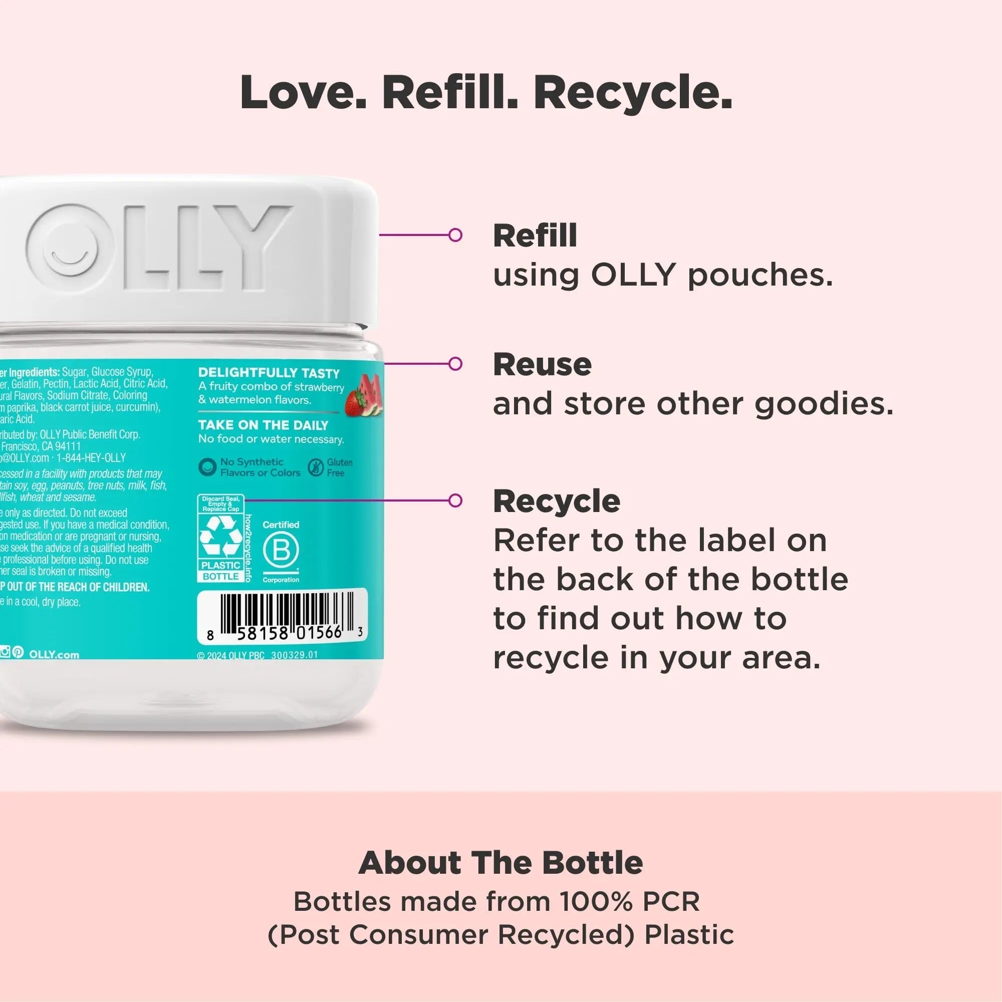 OLLY Teen Girl Multi Gummy, Healthy Skin and Immune Support, 15 Essential Vitamins, Biotin, Zinc, Calcium, Chewable Multivitamin OLLY uk supplements
