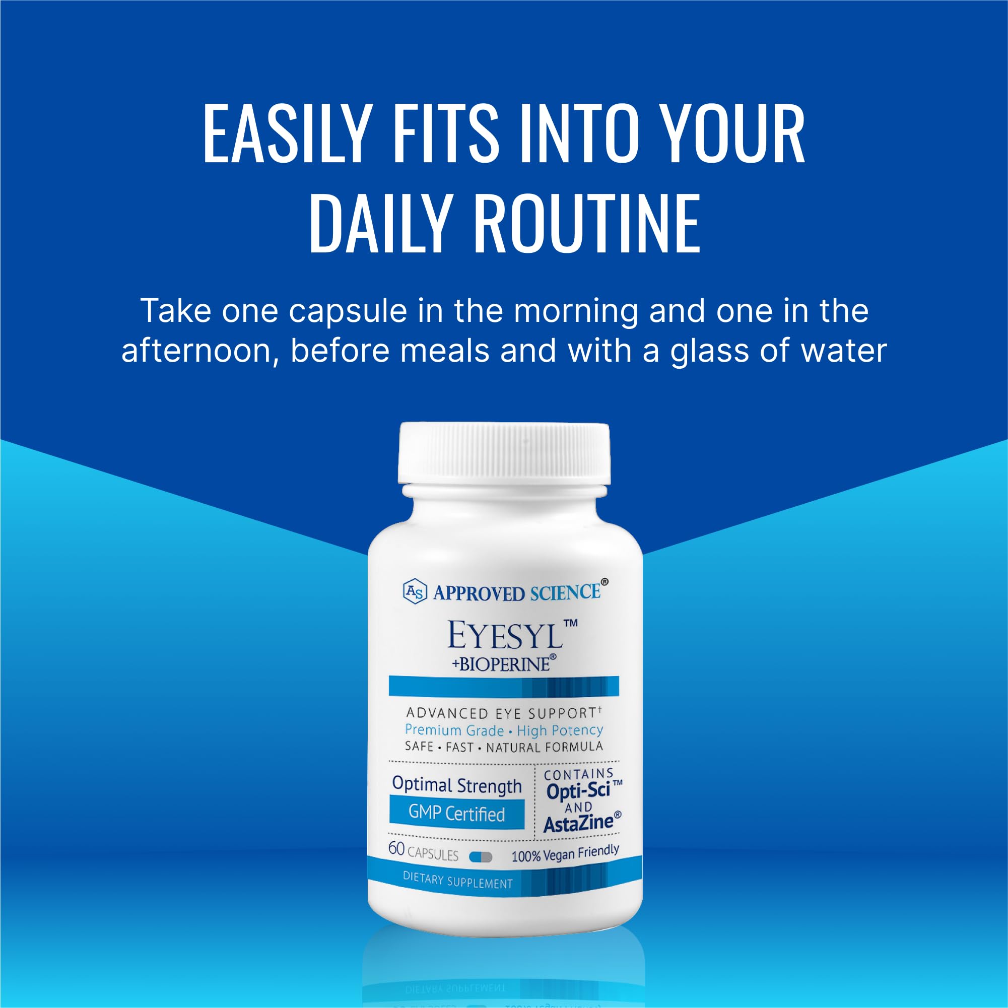 Approved Science EyeSyl - Eye Support Supplement - Chromium Picolinate, Taurine, Lutein, Zeaxanthin, Bilberry, BioPerine - 1 Month Supply - 60 Capsules - Made in The USA Approved Science uk supplements
