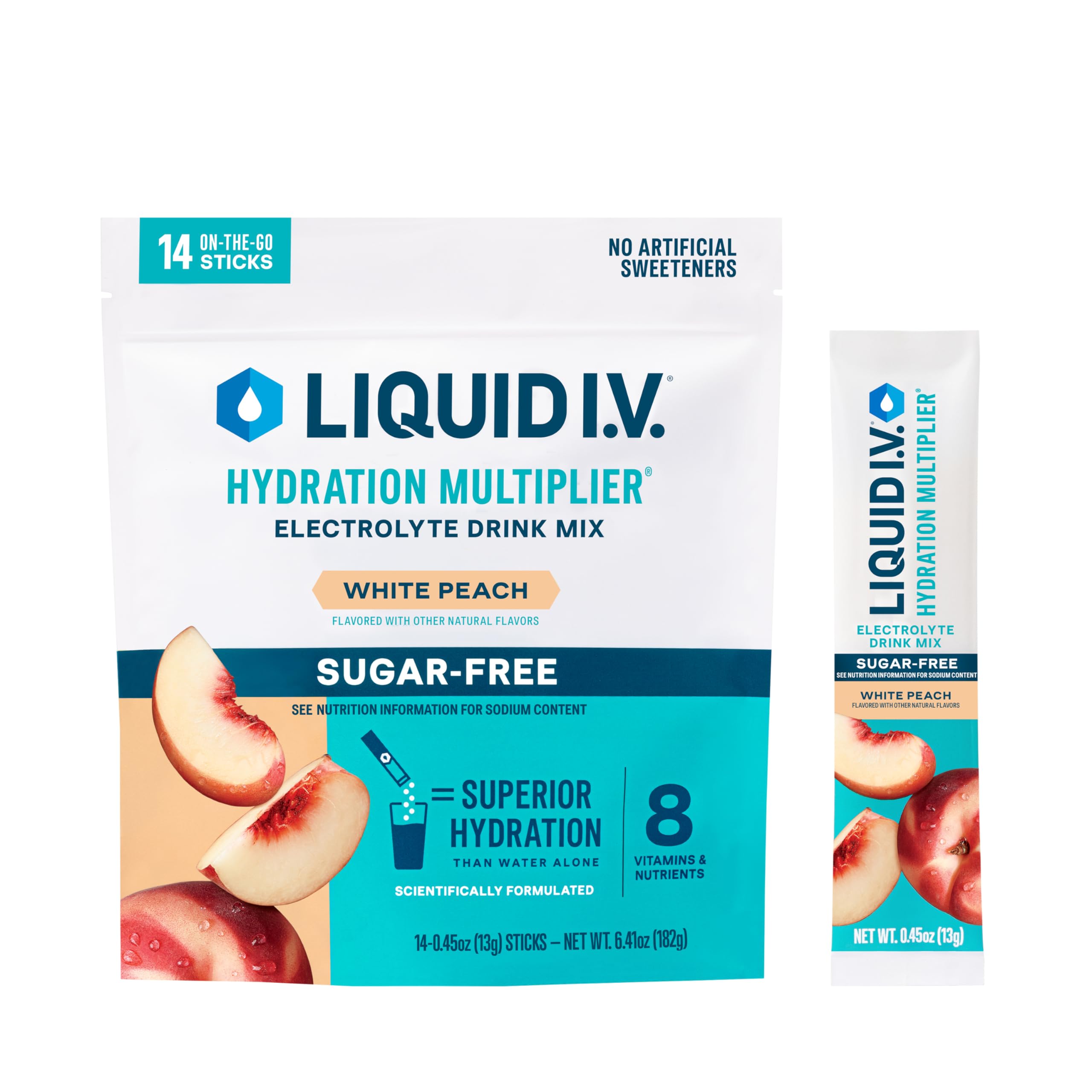 Liquid I.V.® Hydration Multiplier Sugar-Free - White Peach | Electrolyte Powder Drink Mix | 1 Pack (14 Servings) Liquid I.V. uk supplements