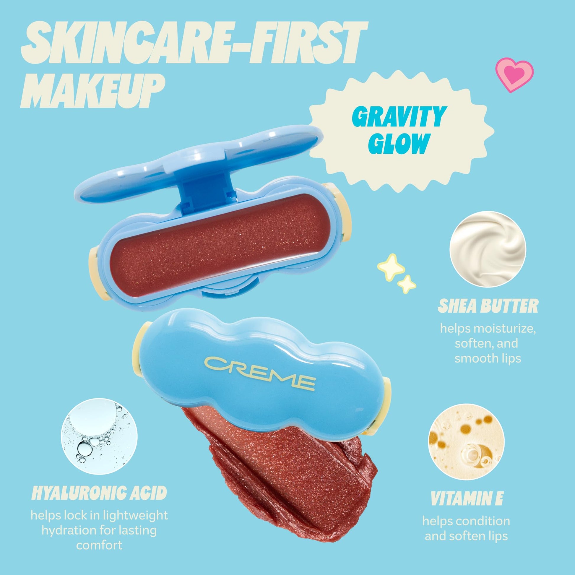 The Crème Shop Shimmer Pop Clip-On Lip Gloss | Korean Makeup, Cute Clip Accessory, Hydrating, Non-Sticky, Shea Butter, Hyaluronic Acid, Vitamine E- Gravity Glow The Crème Shop uk supplements