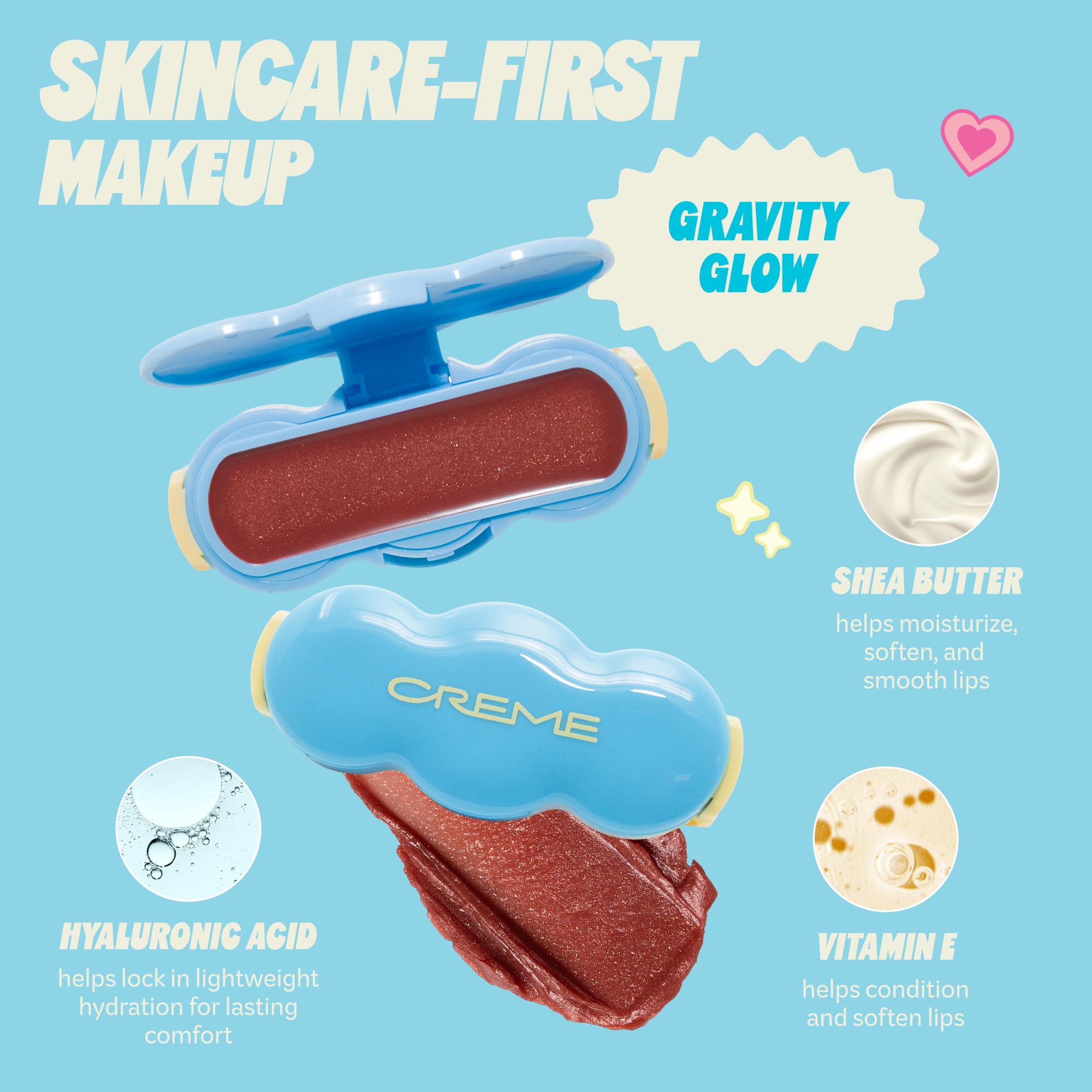 The Crème Shop Shimmer Pop Clip-On Lip Gloss | Korean Makeup, Cute Clip Accessory, Hydrating, Non-Sticky, Shea Butter, Hyaluronic Acid, Vitamine E- Gravity Glow The Crème Shop uk supplements