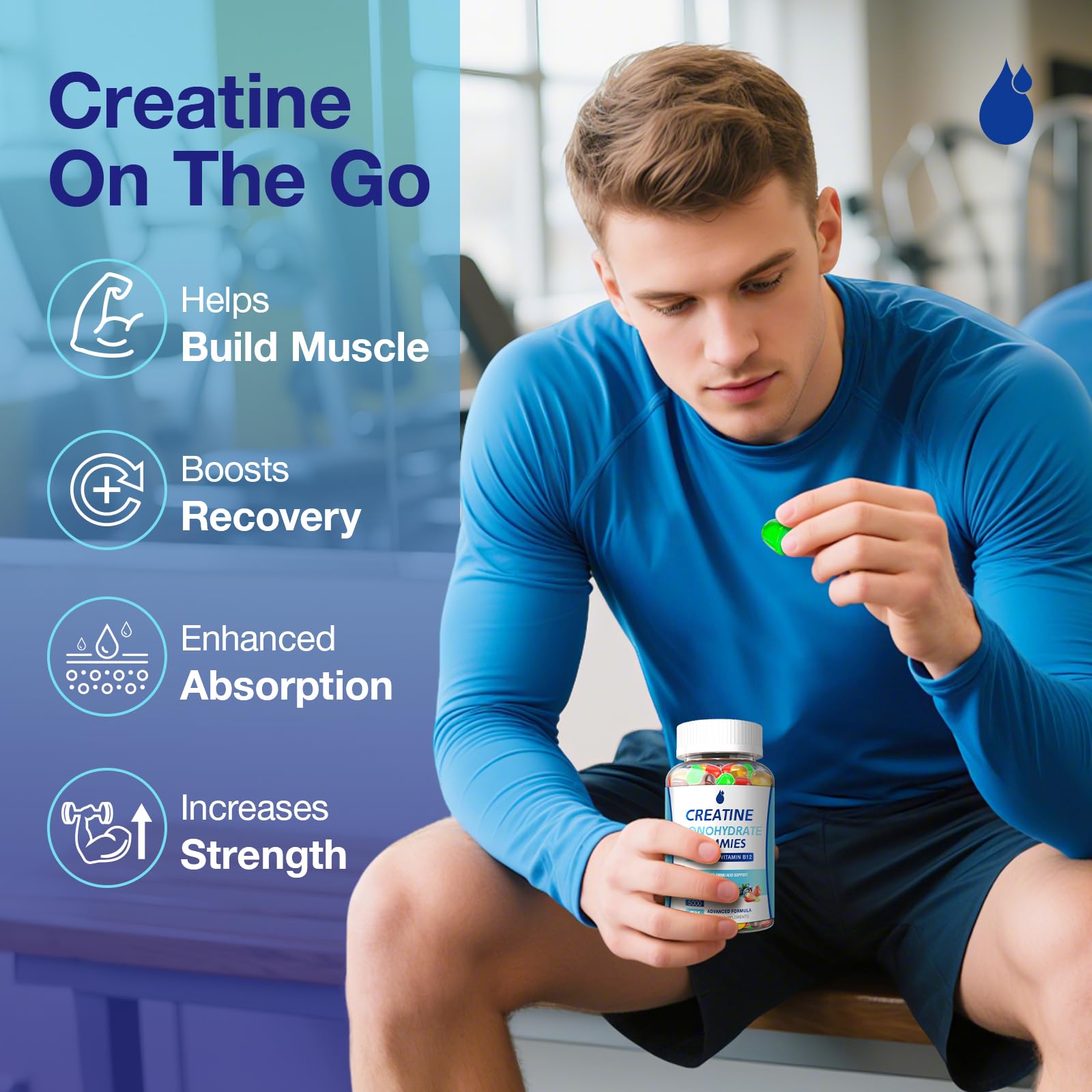 MaxHemp Creatine Gummies for Men & Women - Creatine Monohydrate Gummies 5g, Muscle Builder, Energy Boost & Pre-Workout Supplement, MaxHemp uk supplements