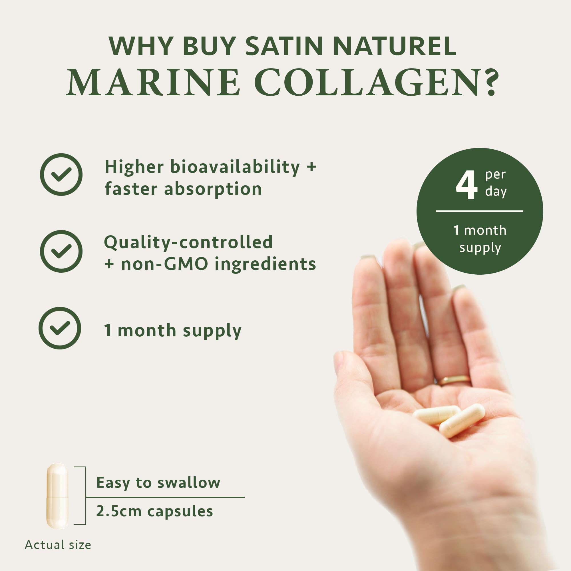 Marine Collagen Capsules with Hyaluronic Acid + Vitamin C 2400mg - High Strength Collagen SatinNaturel uk supplements