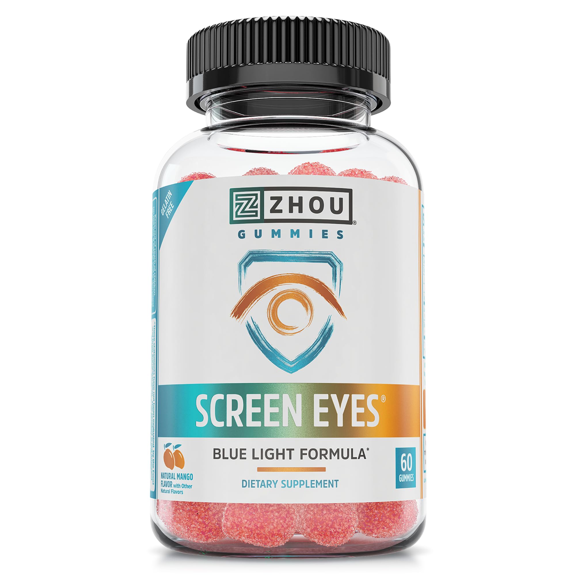 Zhou Screen Eyes Gummies - Lutein Gummies for Eye Health, Lutein and Zeaxanthin for Adults & Kids, Supports Eyesight, Blue Light Vision Health Formula - 60 Count ZHOU uk supplements