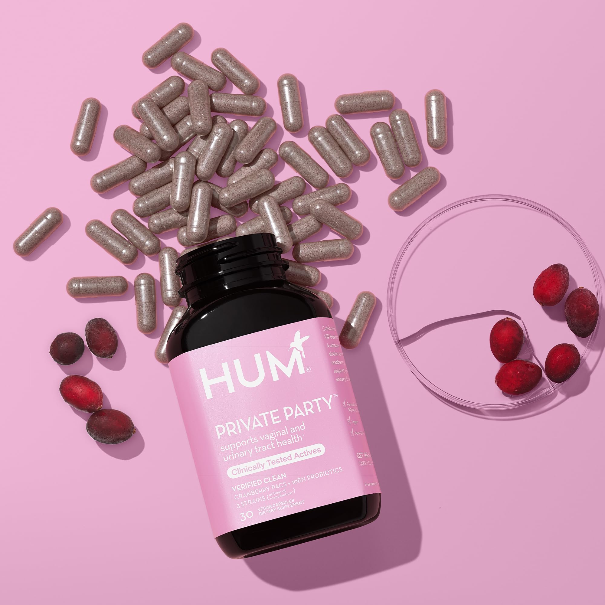 HUM Private Party Pills - Vaginal Probiotics for Women's Ph Balance with Cranberry HUM uk supplements