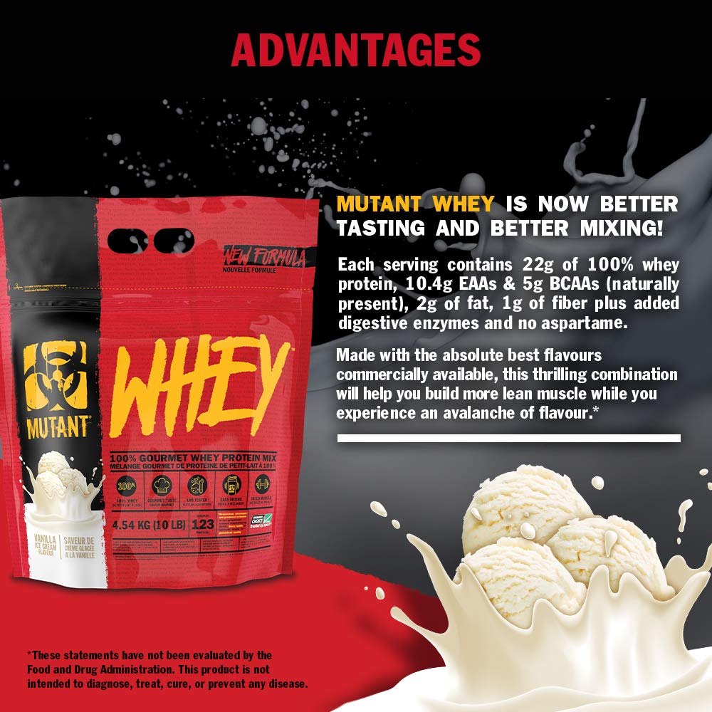 Mutant Whey – 100% Whey Protein Powder, Gourmet Taste, 22g of Protein, 10.4 g EAAs, 5 g BCAAs Mutant uk supplements