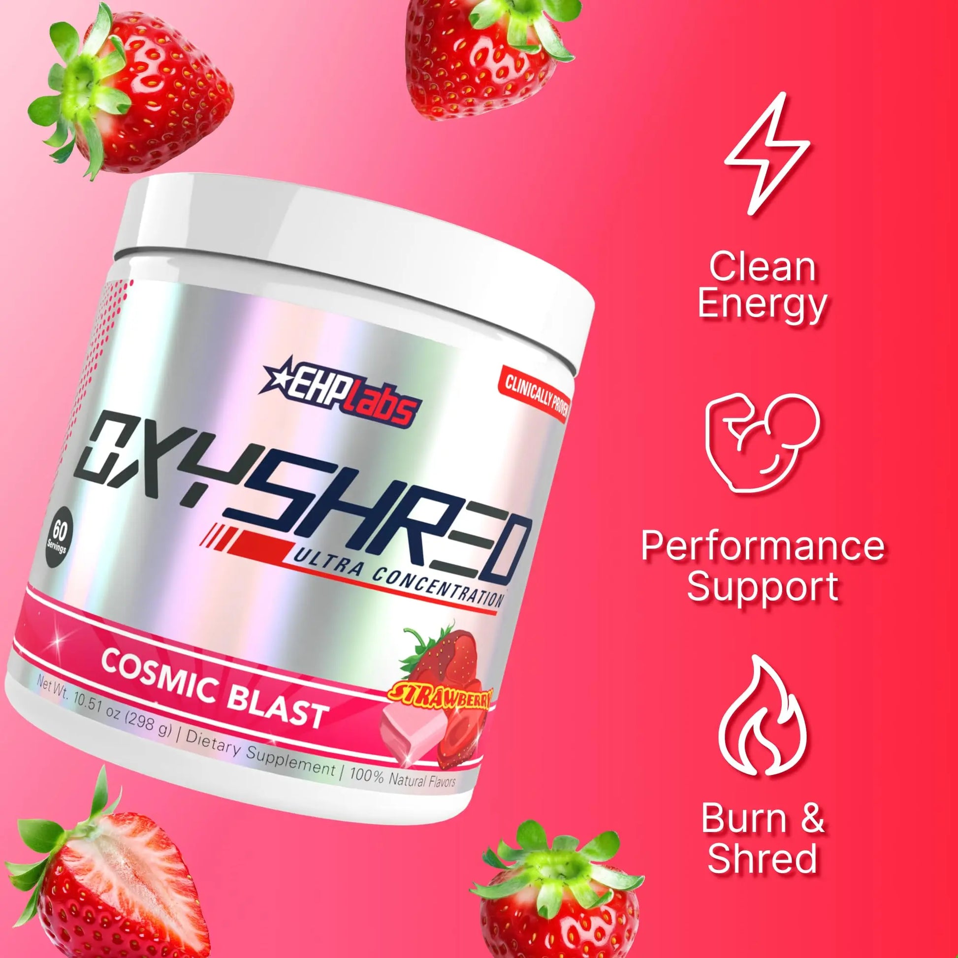 EHP Labs OxyShred Pre Workout Powder - Preworkout Powder with L Glutamine & Acetyl L Carnitine, Energy Boost Drink - Cosmic Blast, 60 Servings EHP Labs uk supplements
