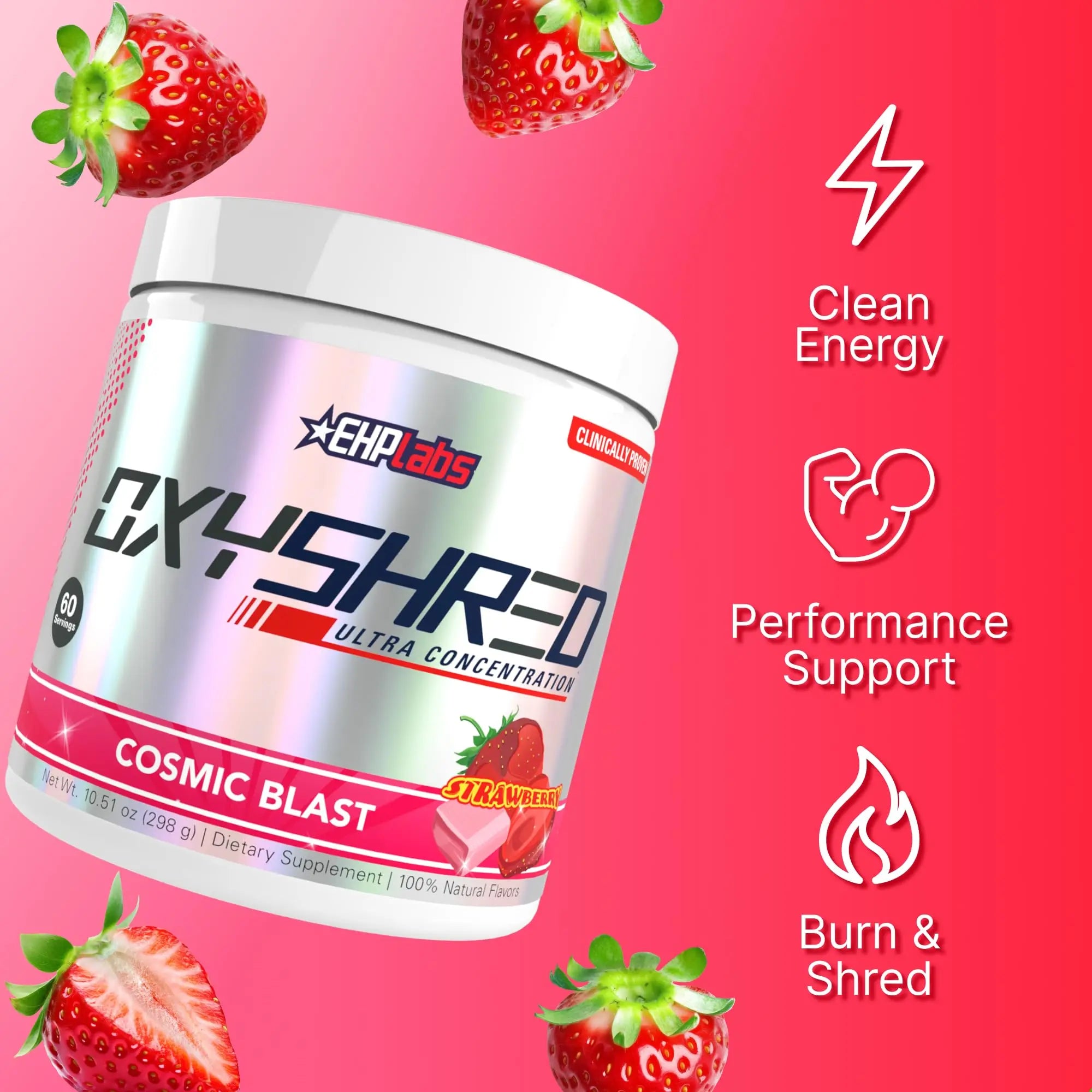 EHP Labs OxyShred Pre Workout Powder - Preworkout Powder with L Glutamine & Acetyl L Carnitine, Energy Boost Drink - Cosmic Blast, 60 Servings EHP Labs uk supplements