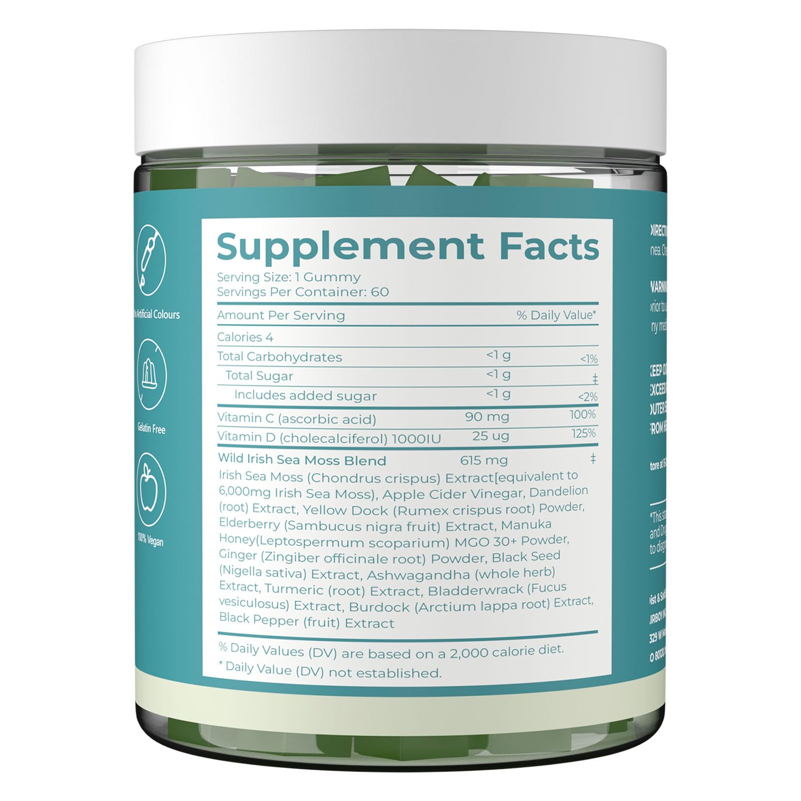 Sea Moss Gummies 16-in-1 - Ashwagandha Black Seed Oil Bladder Wrack Turmeric Vitamin C & D3 with Manuka Burdock Root Dandelion Yellow Dock Natural Detox & Liver Health Immune Support, Energy Boost GRGTP uk supplements