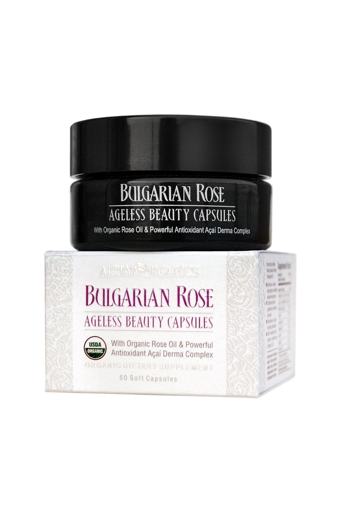 Alteya Organics Bulgarian Rose Ageless Beauty Capsules with Bulgarian Rose Oil and Antioxidant Acai Derma Complex - 30 Servings Alteya Organics uk supplements