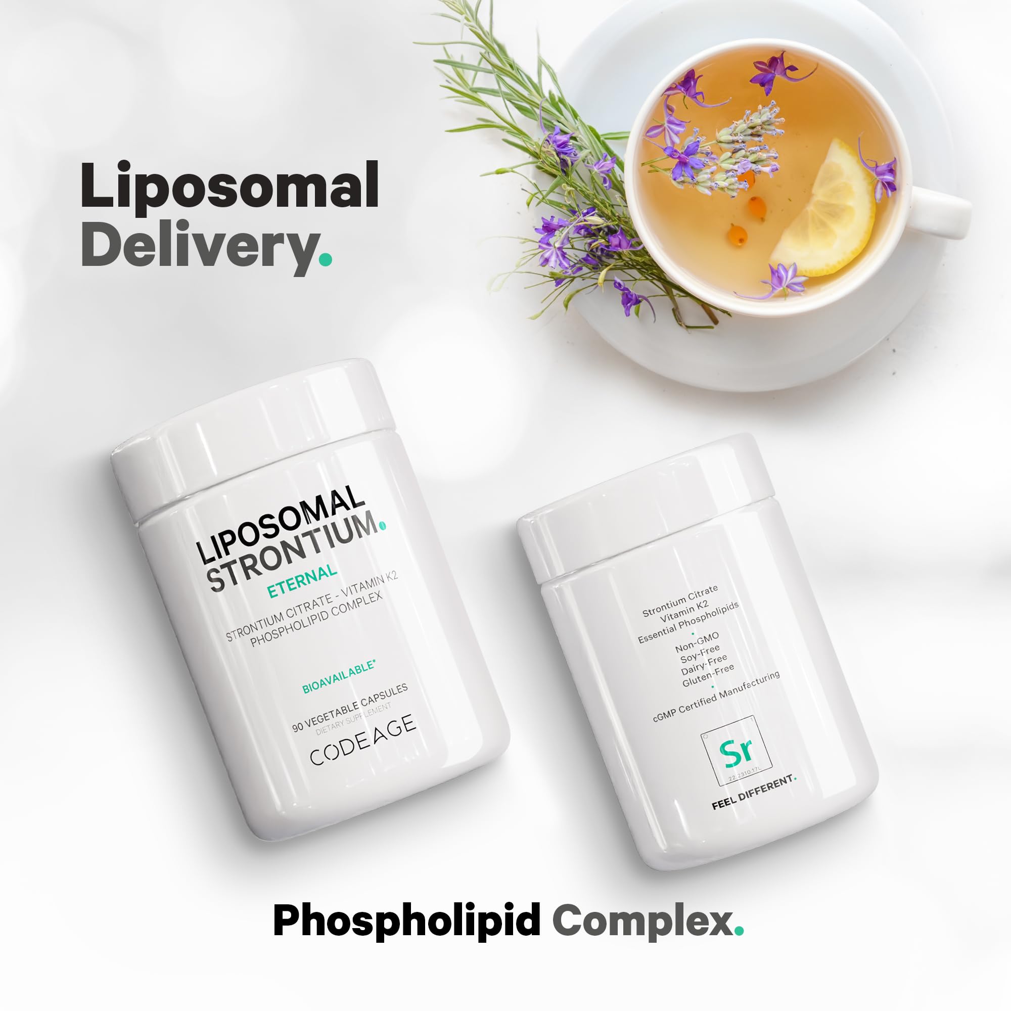 Codeage Liposomal Strontium Supplement - Strontium Citrate, Vitamin K2 MK-7, Liposomal Delivery, Non-GMO, Gluten-Free - 90 Capsules Codeage uk supplements