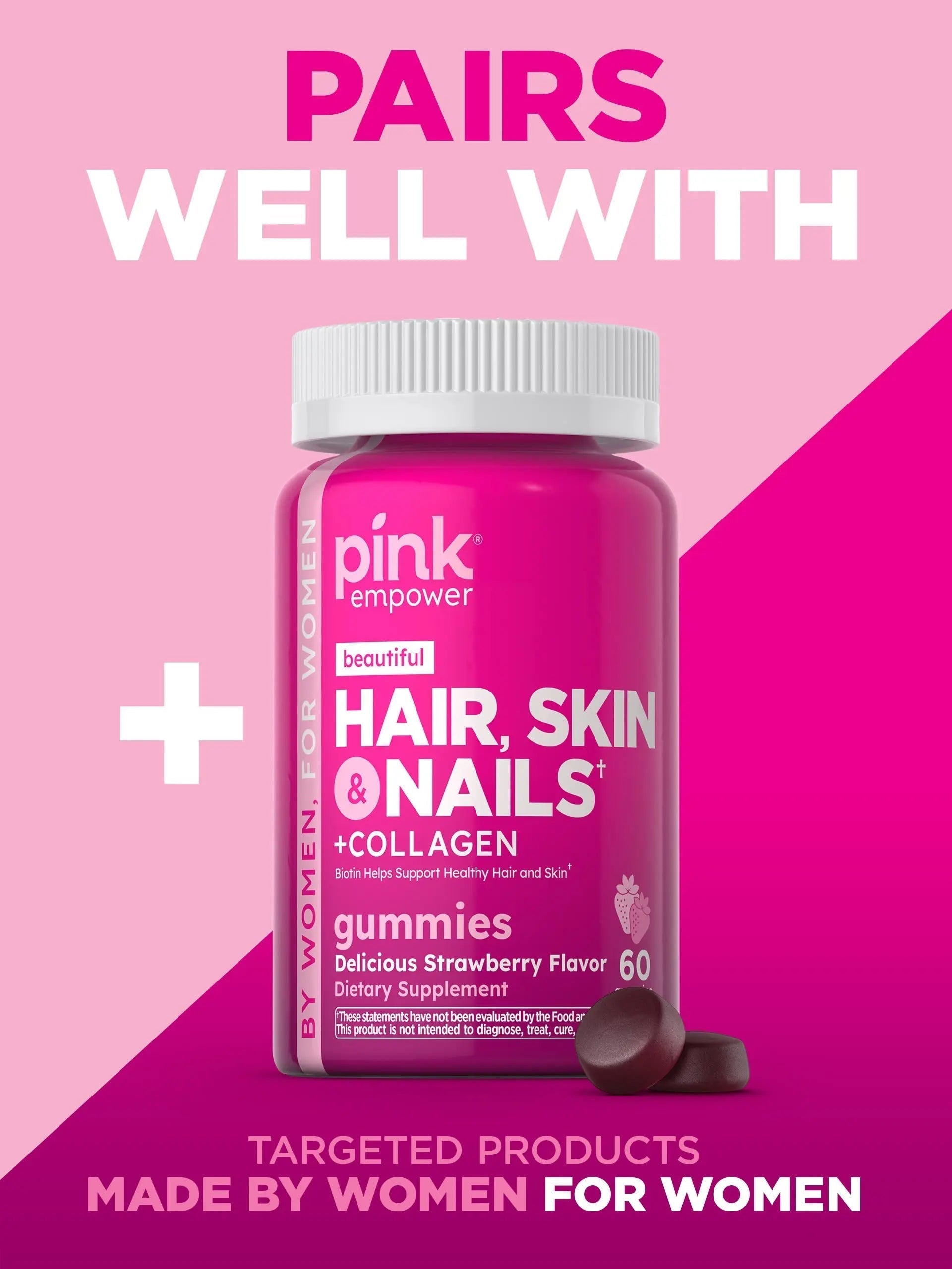 PINK Multivitamin Gummies for Women | Non-GMO & Gluten Free | Plus Collagen & Biotin | Mixed Berry Flavor PINK uk supplements