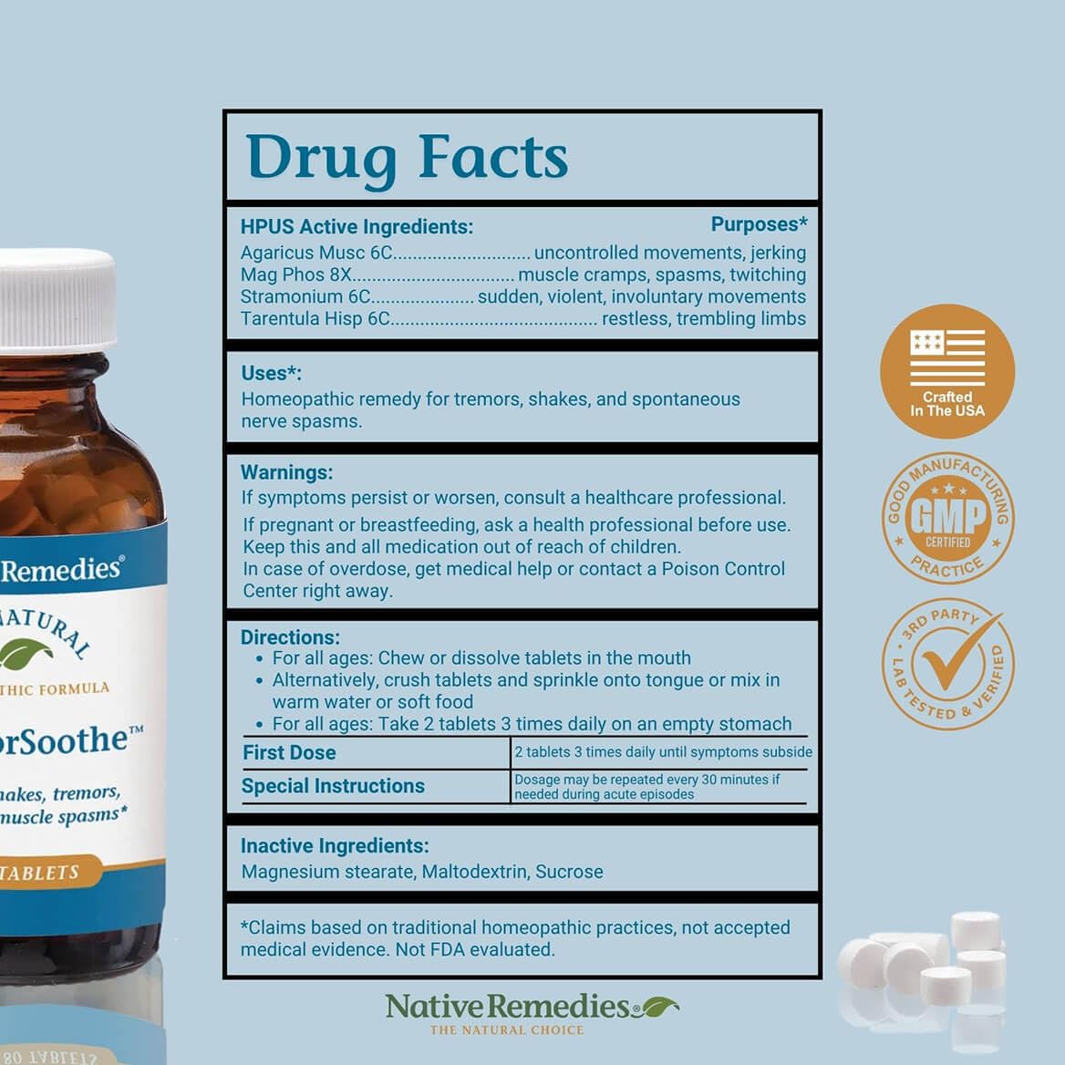 Native Remedies TremorSoothe - Natural Homeopathic Formula to Temporarily Control Shakes, Tremors, Muscle Spasms and Twitches -180 Tablets Native Remedies uk supplements