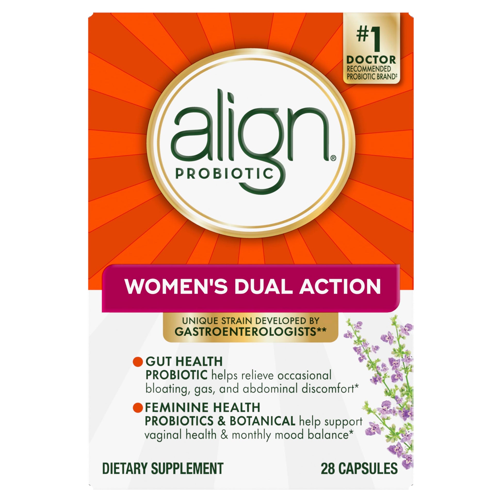 Align Probiotic, Womens Dual Action, Vaginal Probiotics for Women, Womens Probiotic for Vaginal Health Support, with Probiotics for Digestive Health, 28 Probiotic Capsules Align uk supplements