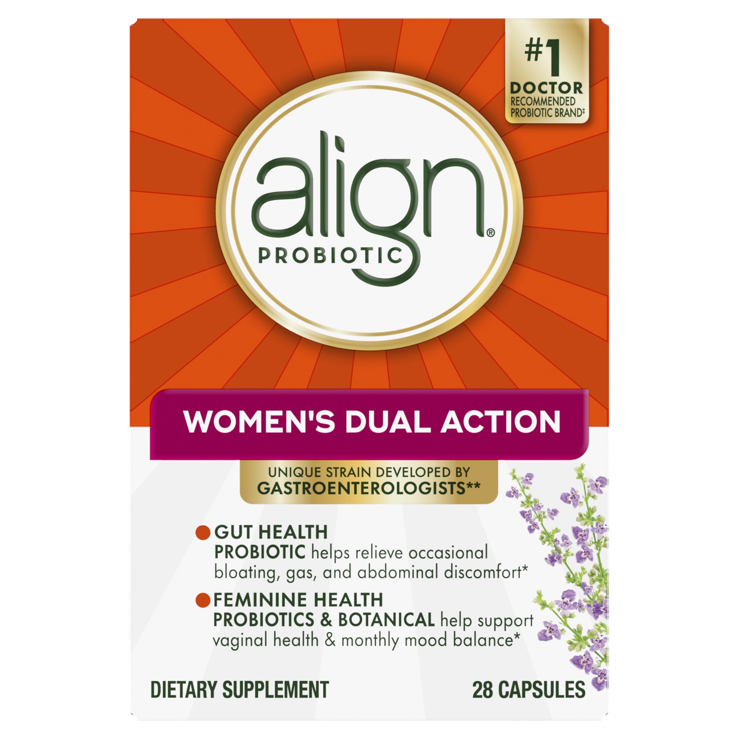 Align Probiotic, Womens Dual Action, Vaginal Probiotics for Women, Womens Probiotic for Vaginal Health Support, with Probiotics for Digestive Health, 28 Probiotic Capsules Align uk supplements