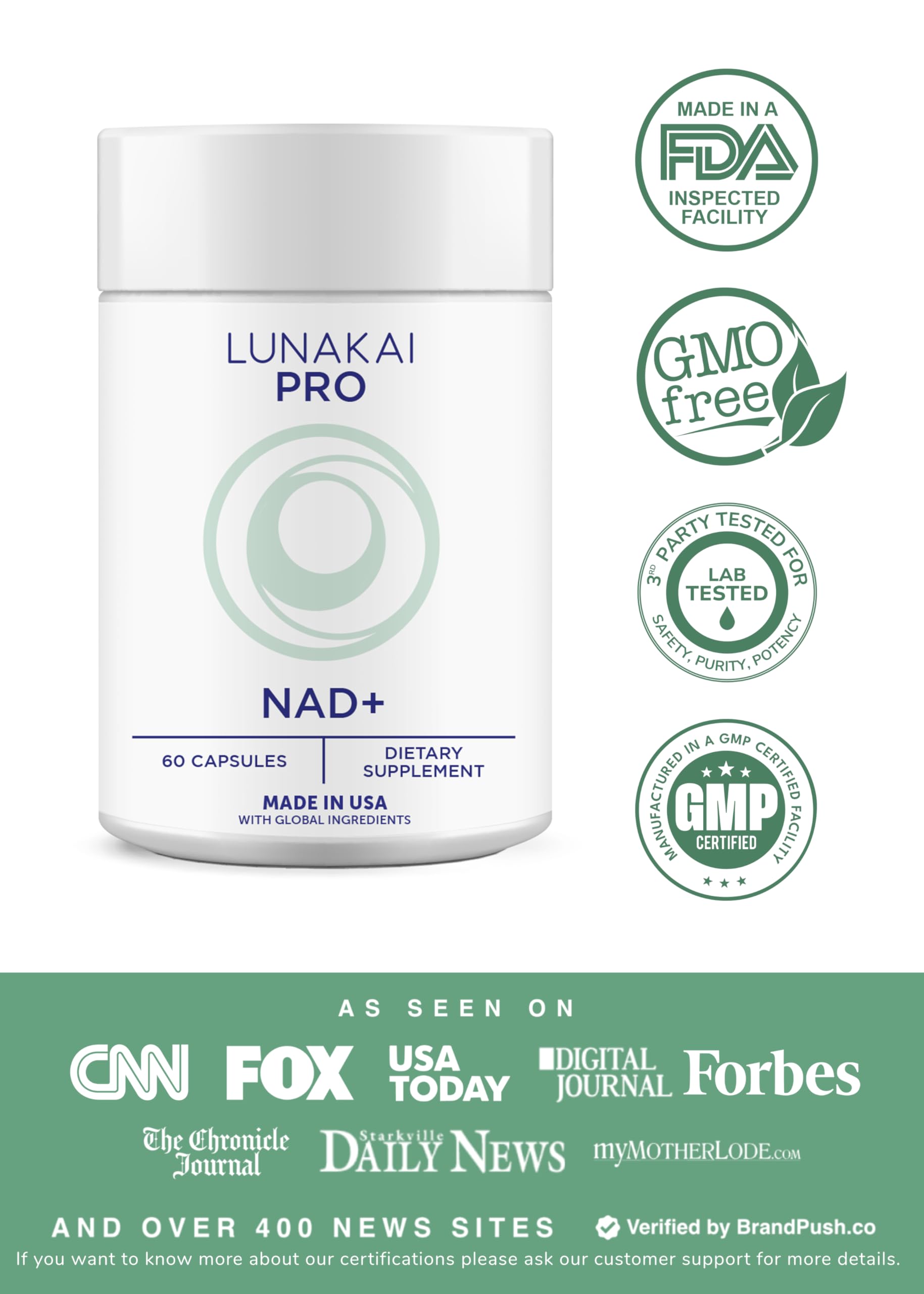 Lunakai PRO USA Made Dual-Pathway NAD+ Formula with NR & Resveratrol – Natural NAD Supplement for Women & Men – Healthy Aging & Cellular Health Support, 60ct Lunakai uk supplements