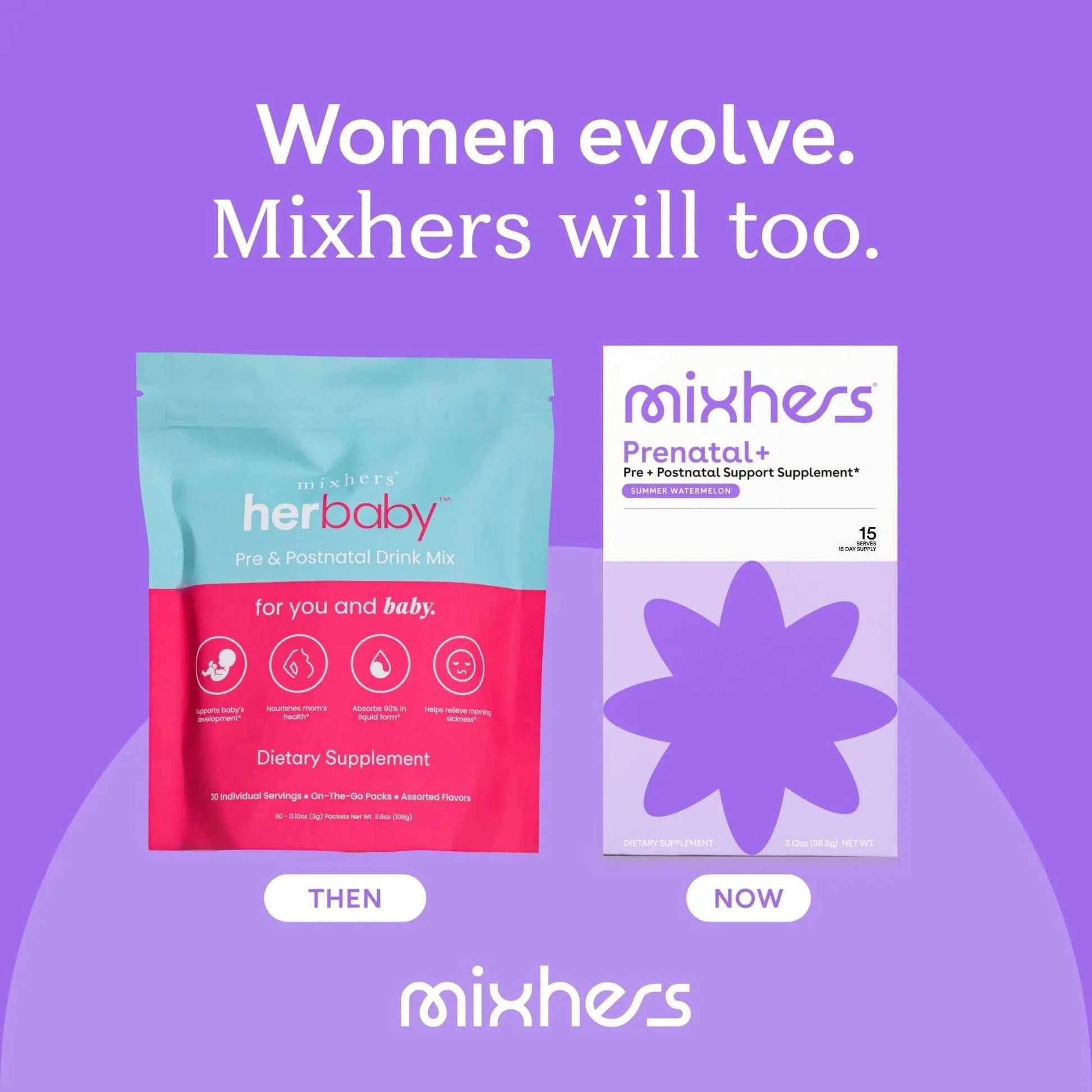 Mixhers Herbaby Pre- & Post-Natal Supplement - Liquid Multivitamin Drink Mix - With Iron, Choline & Methylated Folate MIXHERS uk supplements